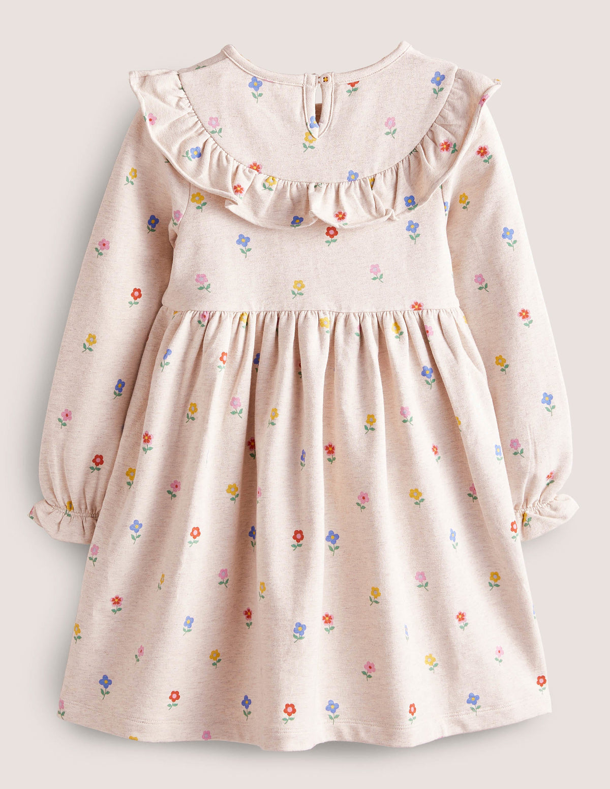 Jerseykleid mit Spitzenpasse-Hellbeige Meliert, Kleine Blumen - Image 2