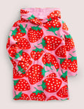 Gemustertes Frottee-Strandkleid-Rosarot, Erdbeeren