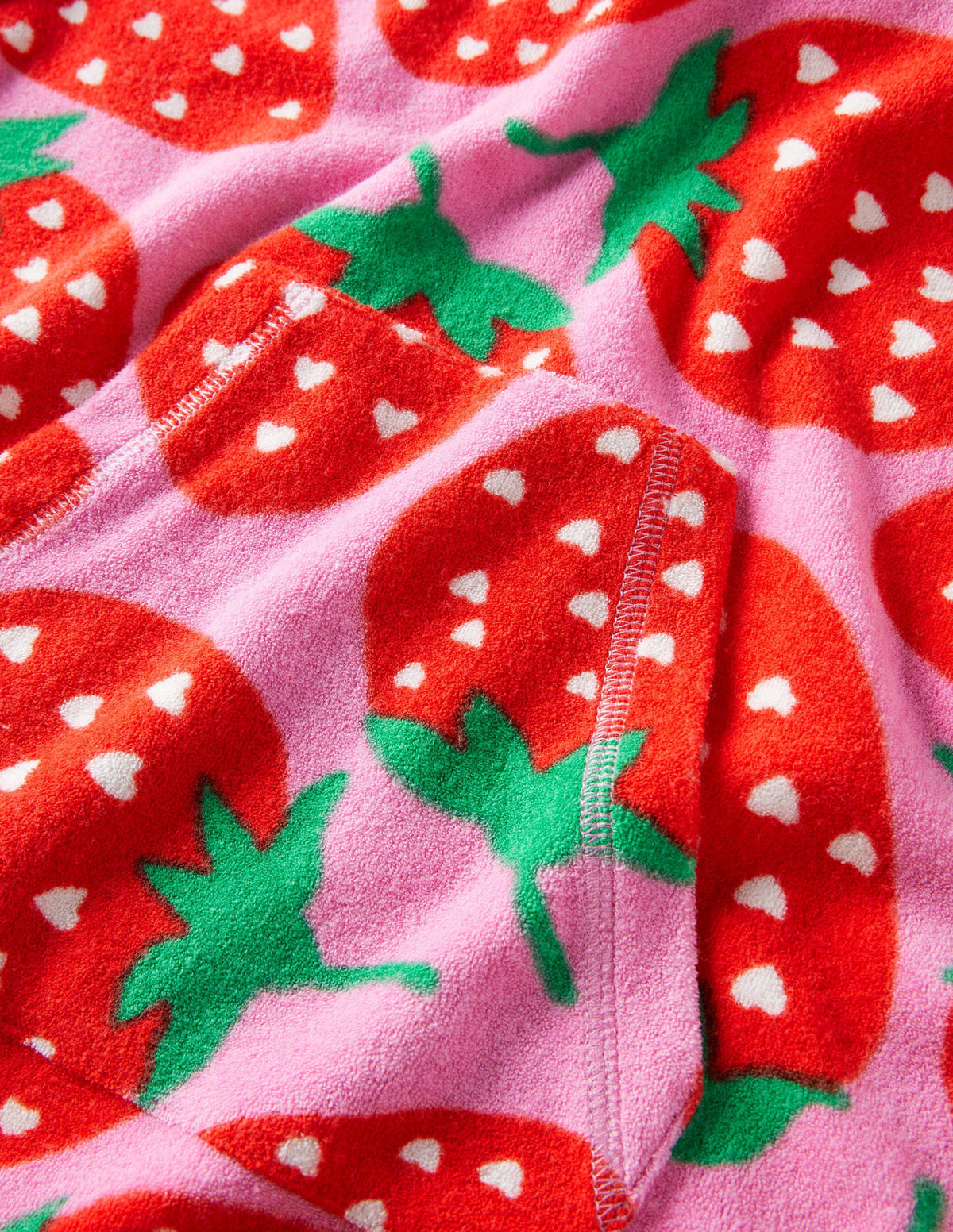 Gemustertes Frottee-Strandkleid-Rosarot, Erdbeeren - Image 3
