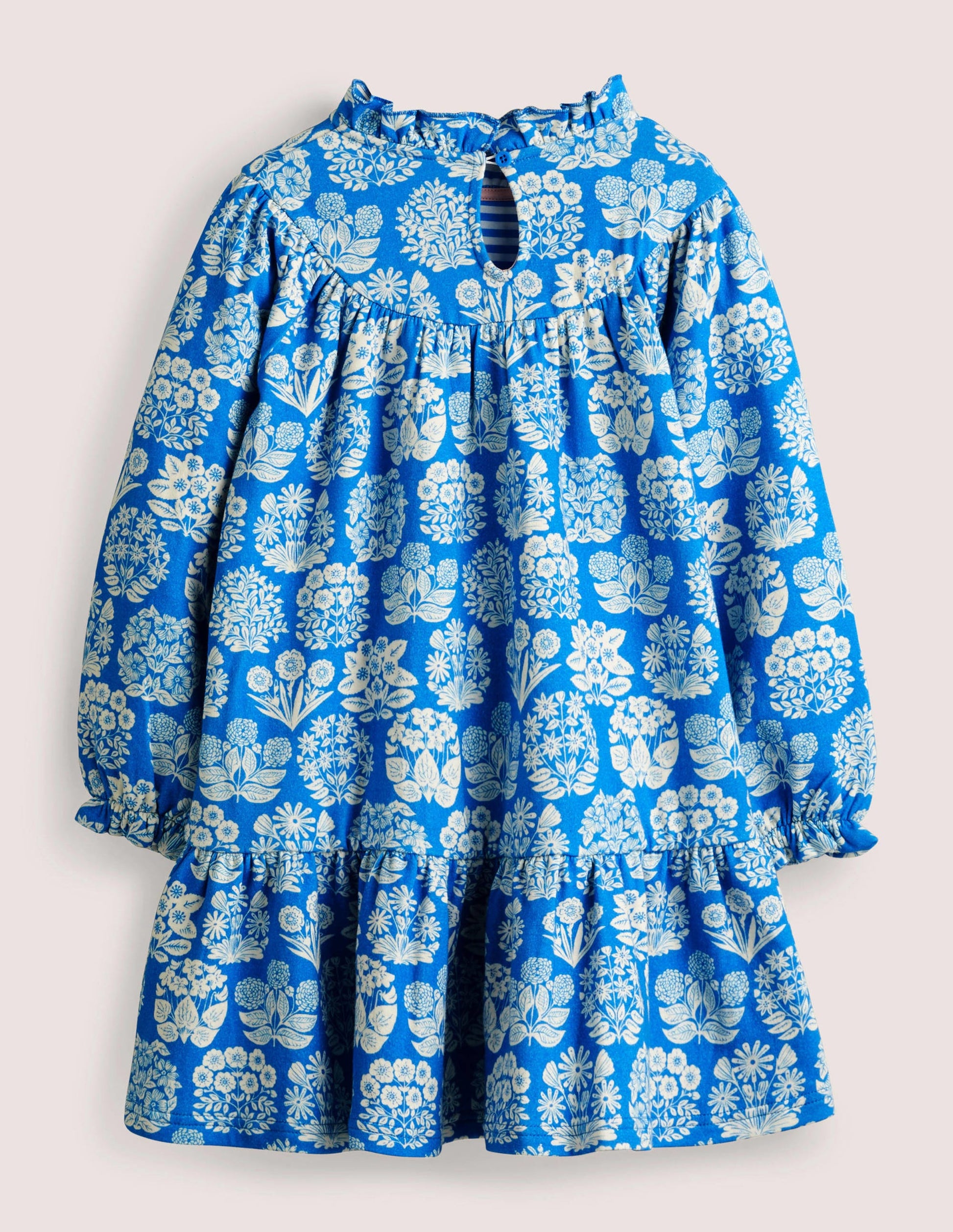 Leichtes Sweatshirtkleid-Helles Marineblau, Blumenmuster-2