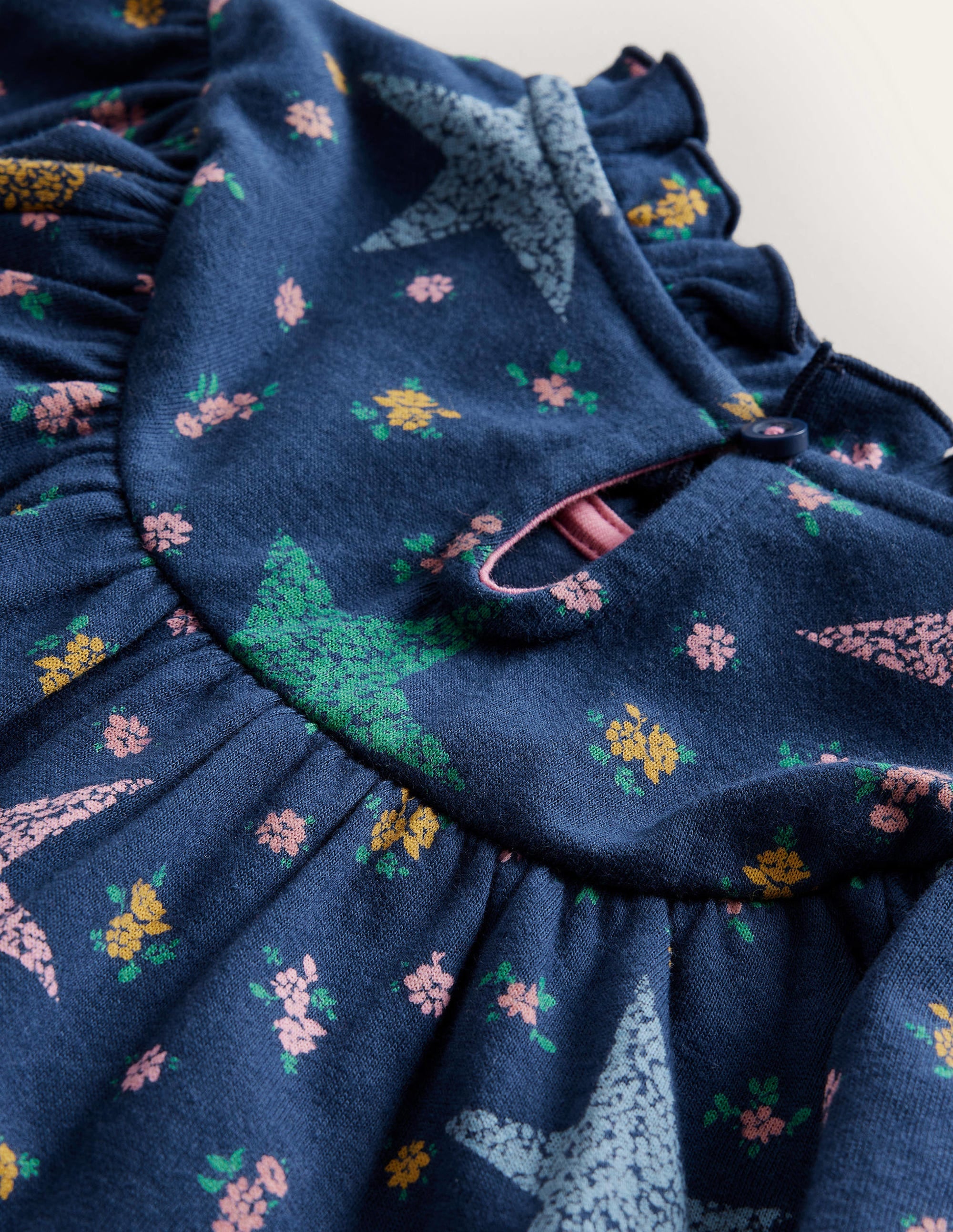 Leichtes Sweatshirtkleid-Schuluniform-Navy, Sterne/Blumen - Image 3