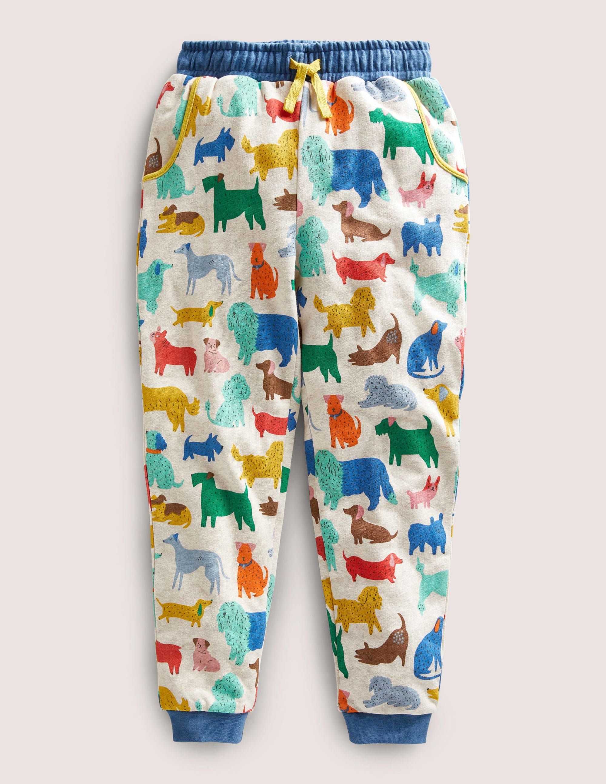 Gemusterte Jogginghose-Hellbeige Meliert, Verspielte Hunde - Image 1