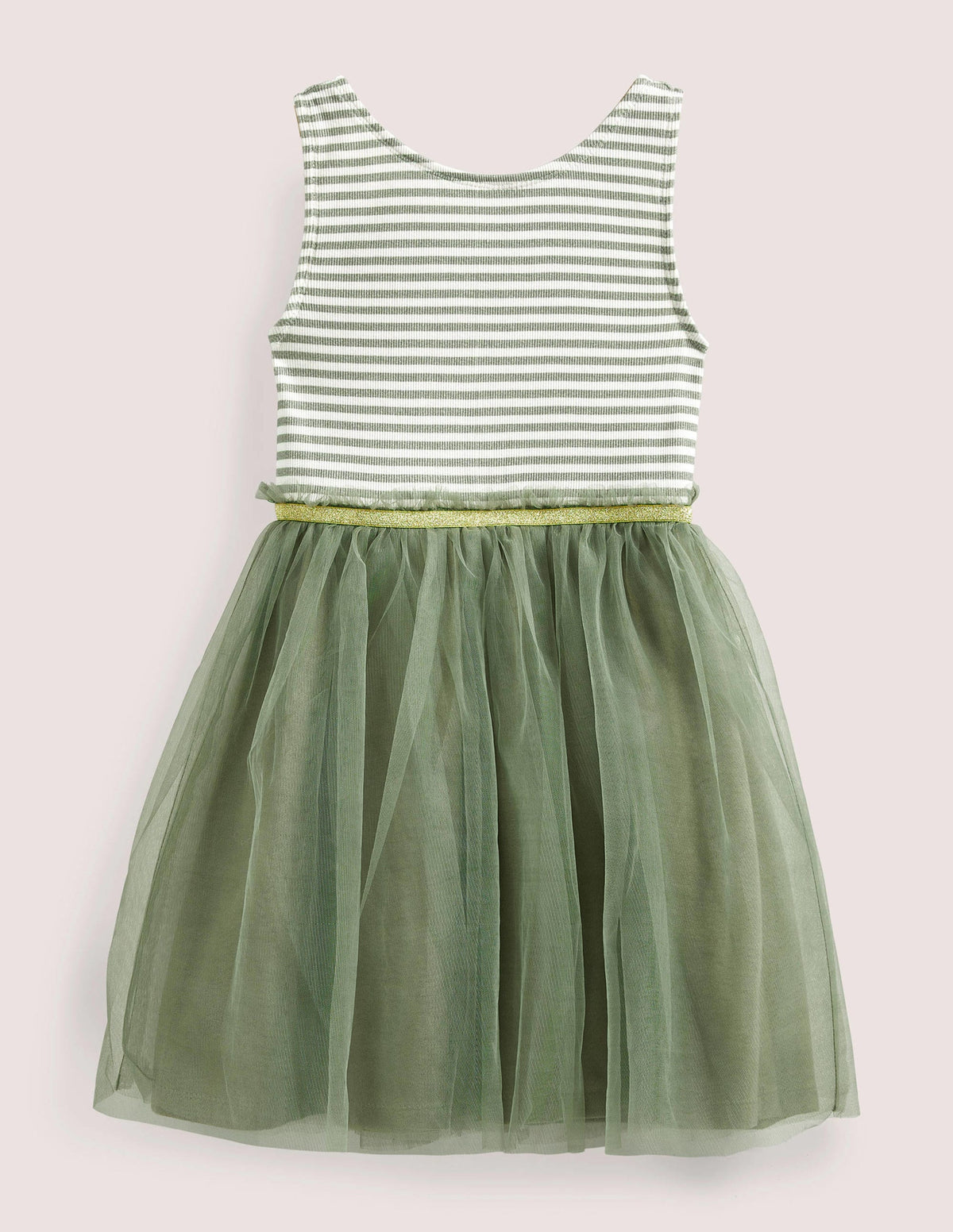 Kleid aus Jersey-Tüll-Mix-Militärgrün-1