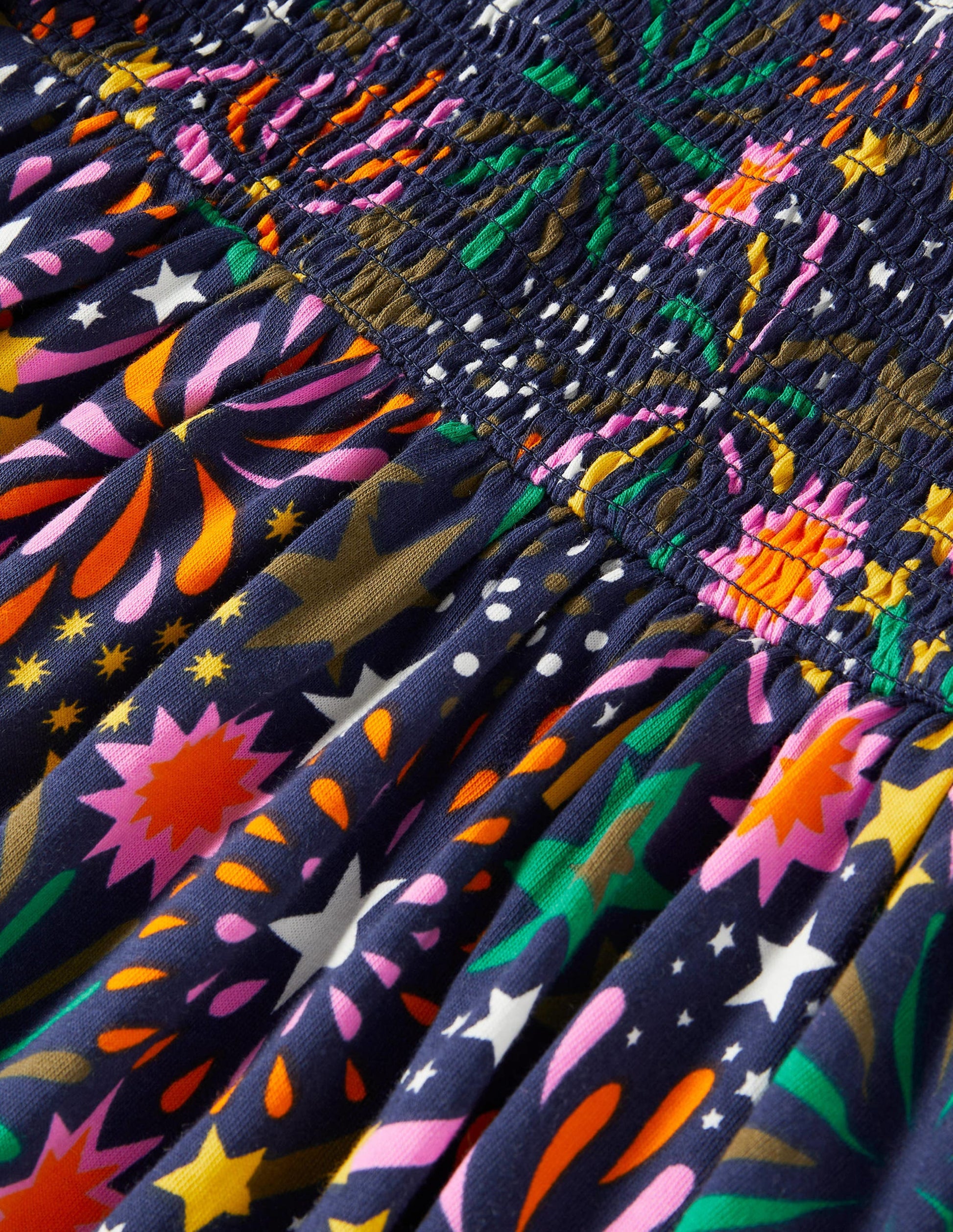 Robe trapèze avec corsage à smocks-Feu d'artifice multi-3