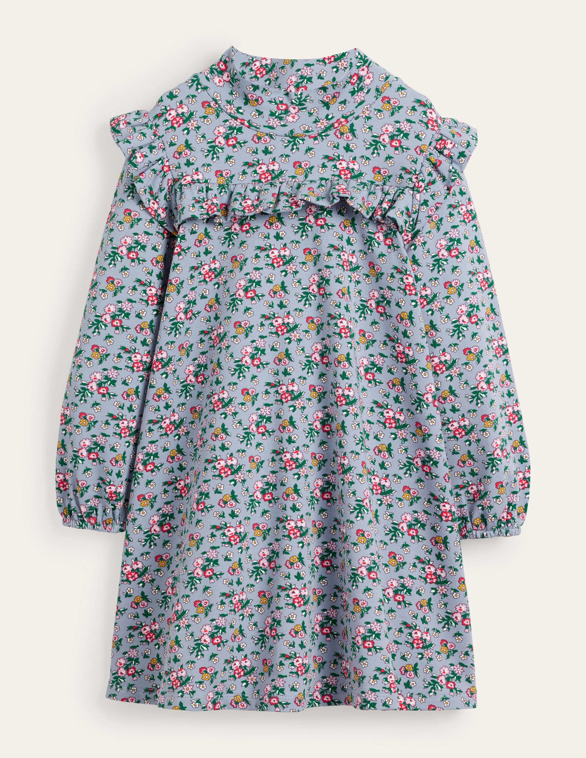 Robe à col roulé-Bouquet de fleurs bleu ancien - Image 1