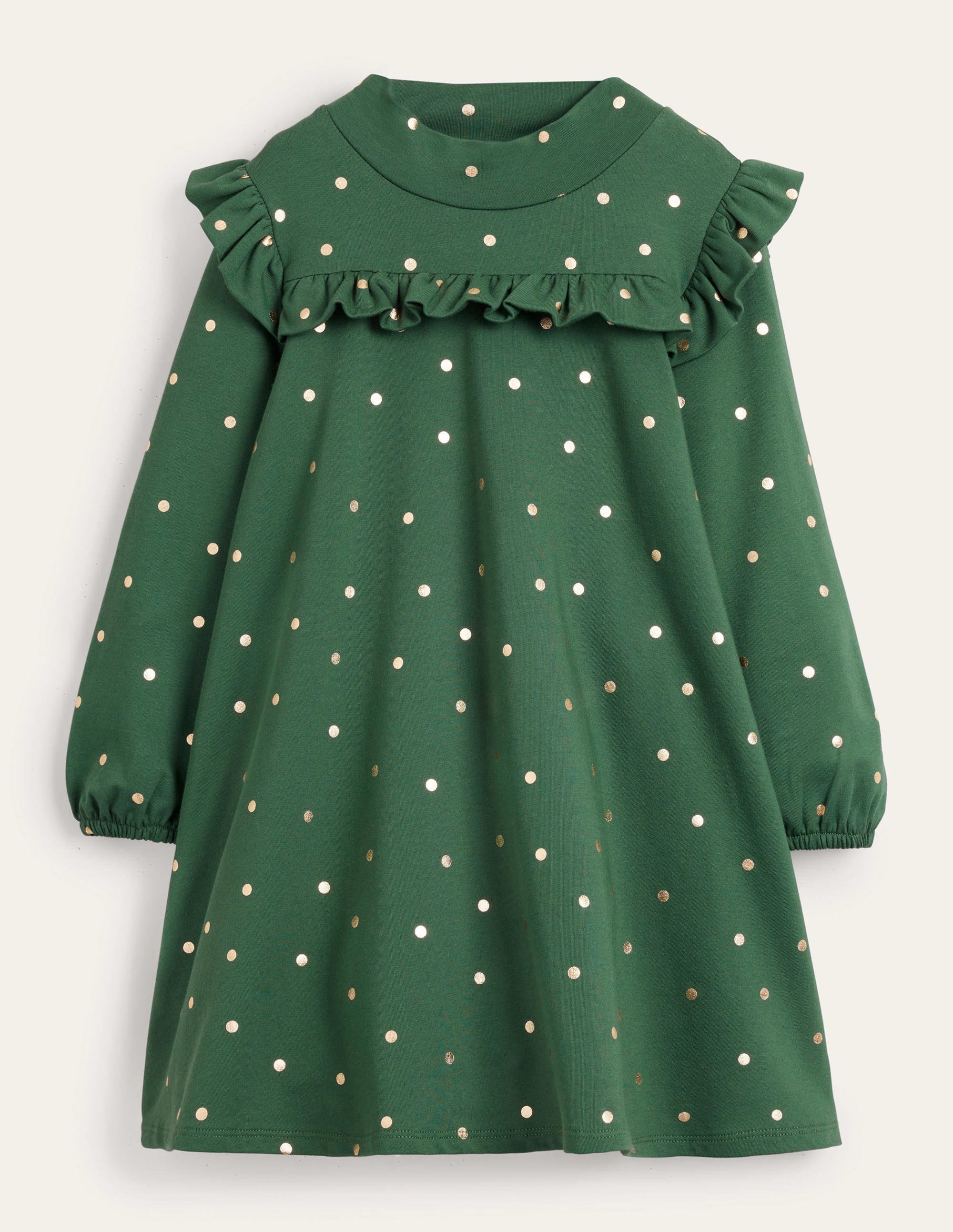 Kleid mit Rollkragen-Trekking-Grün/Gold, Getupft - Image 1
