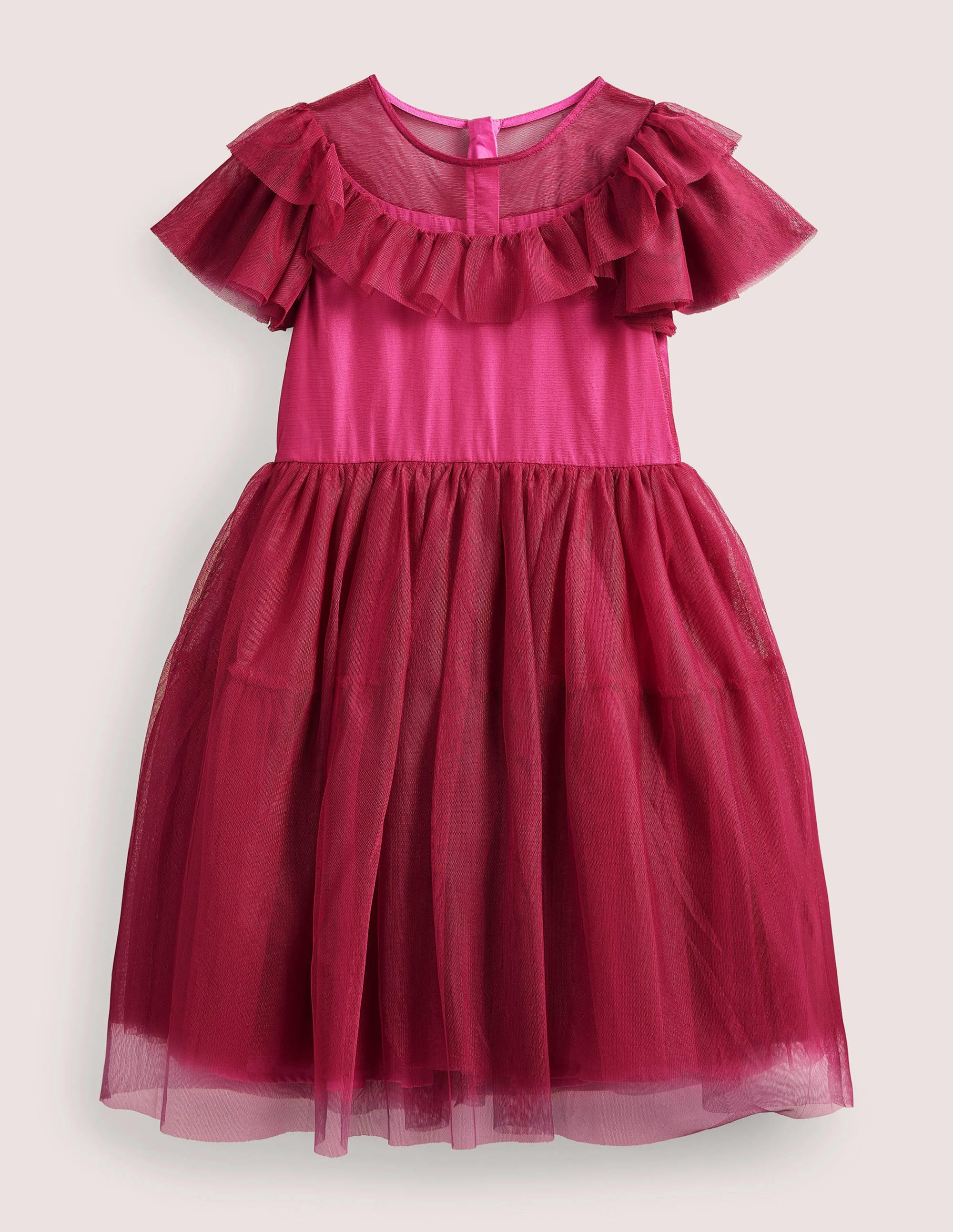 Tüllkleid mit Rüschen-Pflaumenviolett - Image 1