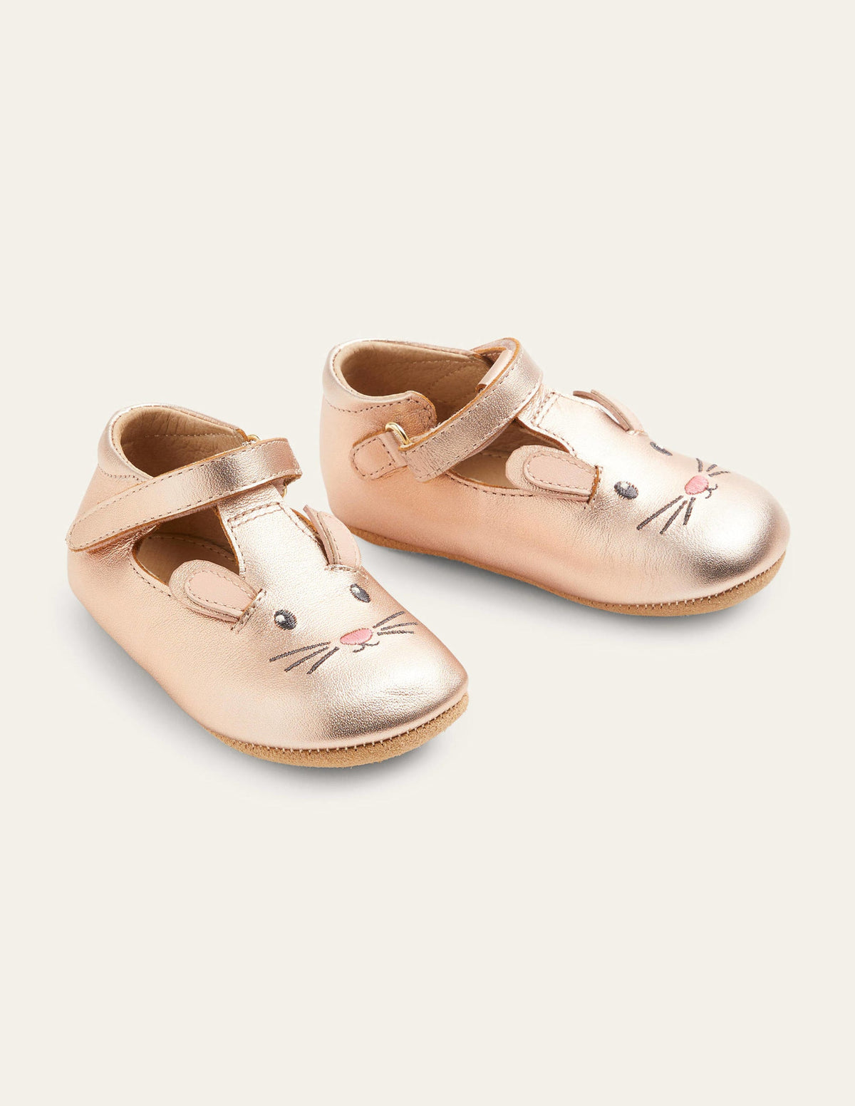 Chaussures en cuir pour bébé (B. Filles)-Lapin or rose-2