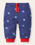 Jerseyhose mit verstärkter Kniepartie-Segelblau/Eisblau, Sterne