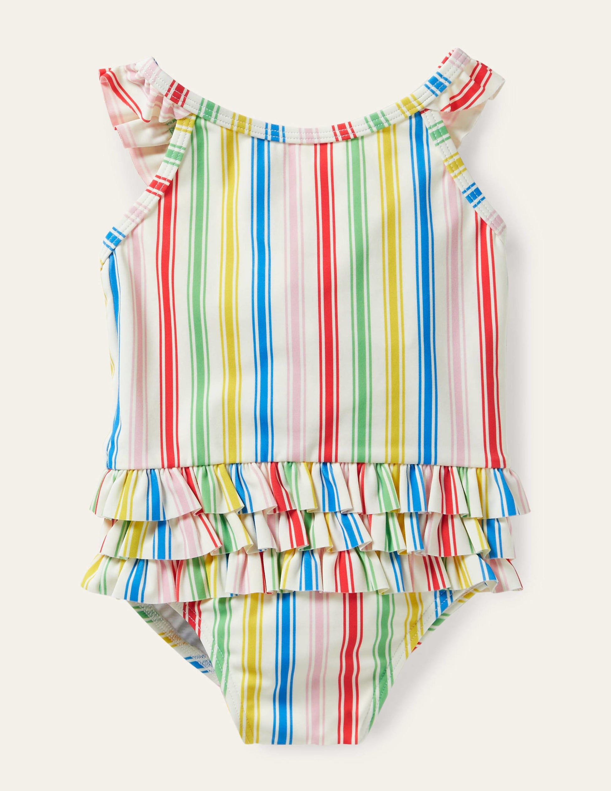 Frill Detail Swimsuit-Multi Stripe-1
