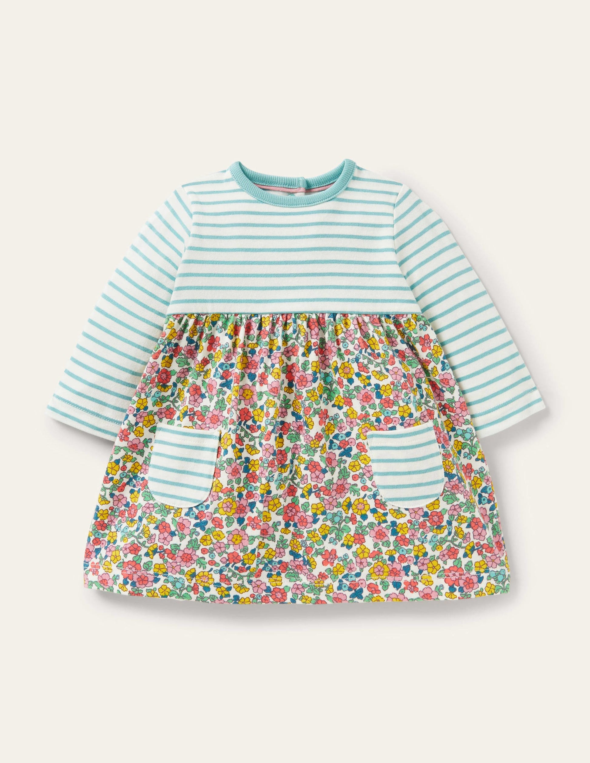 Mustermixkleid-Bunt, Vintage-Blumenbeet-1