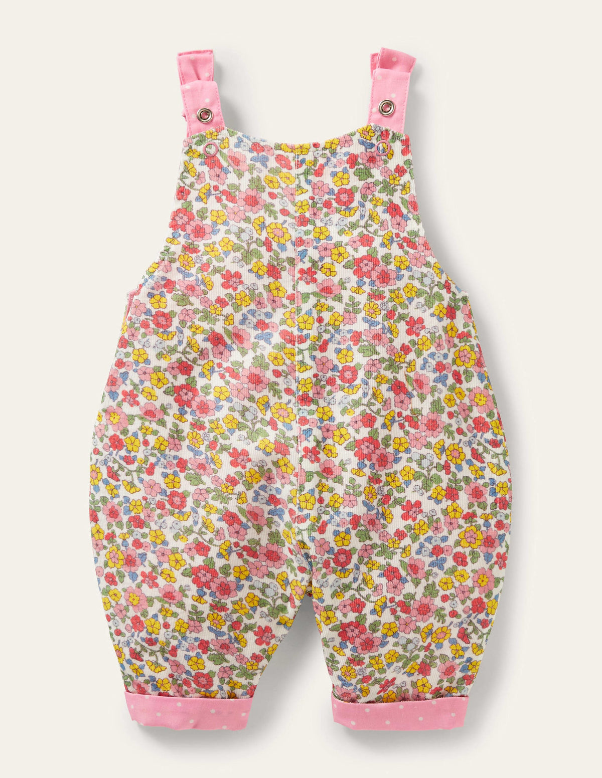 Pink Ditsy Floral Dungarees-Motif Meadow Floral ivoire-2