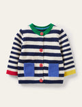 Fun Colourblock Cardigan-Starboard/Ivory Stripe