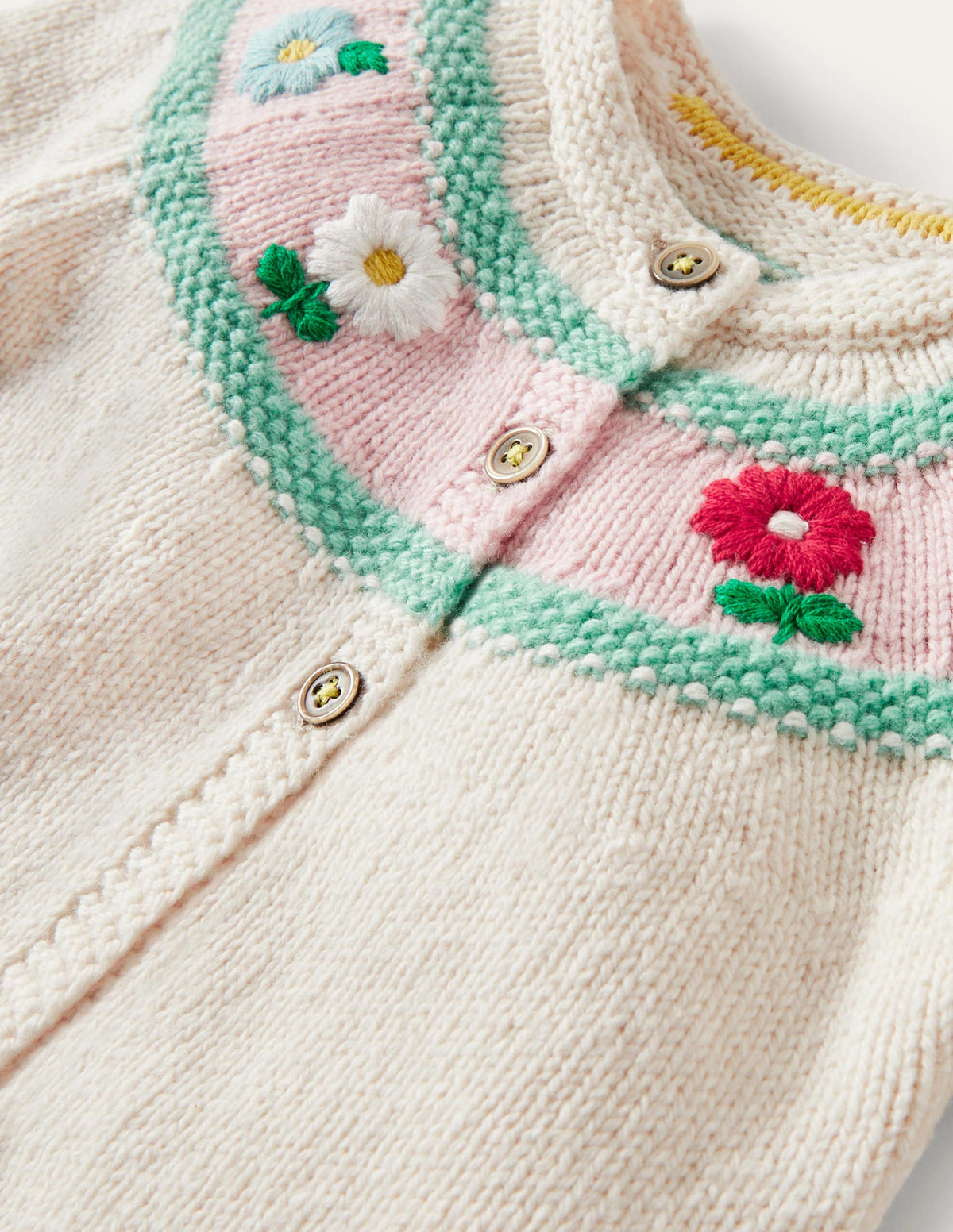 Cardigan mit Blümchen-Ecru Meliert - Image 3