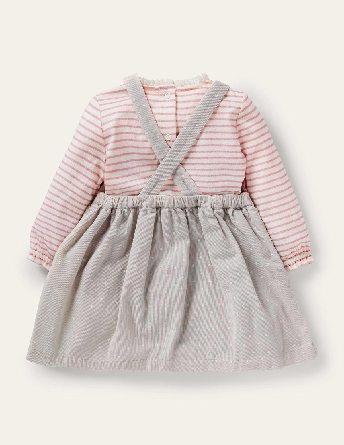 Ensemble 3 pièces avec robe chasuble à motif souris-Petits pois gris argile-2