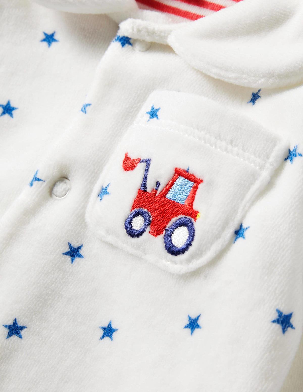 Newborn Velour Sleepsuit-Ivory/Elizabethan Blue Stars - Image 3