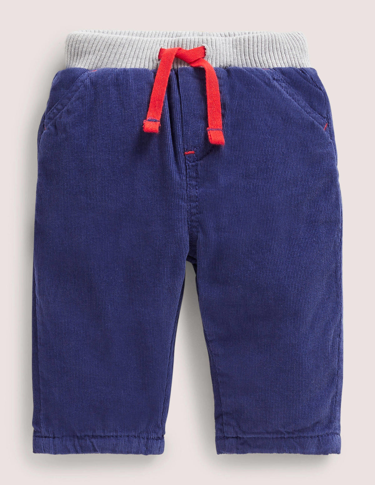 Blue Draw String Jersey-lined Corduroy Trousers-Bleu tribord-1