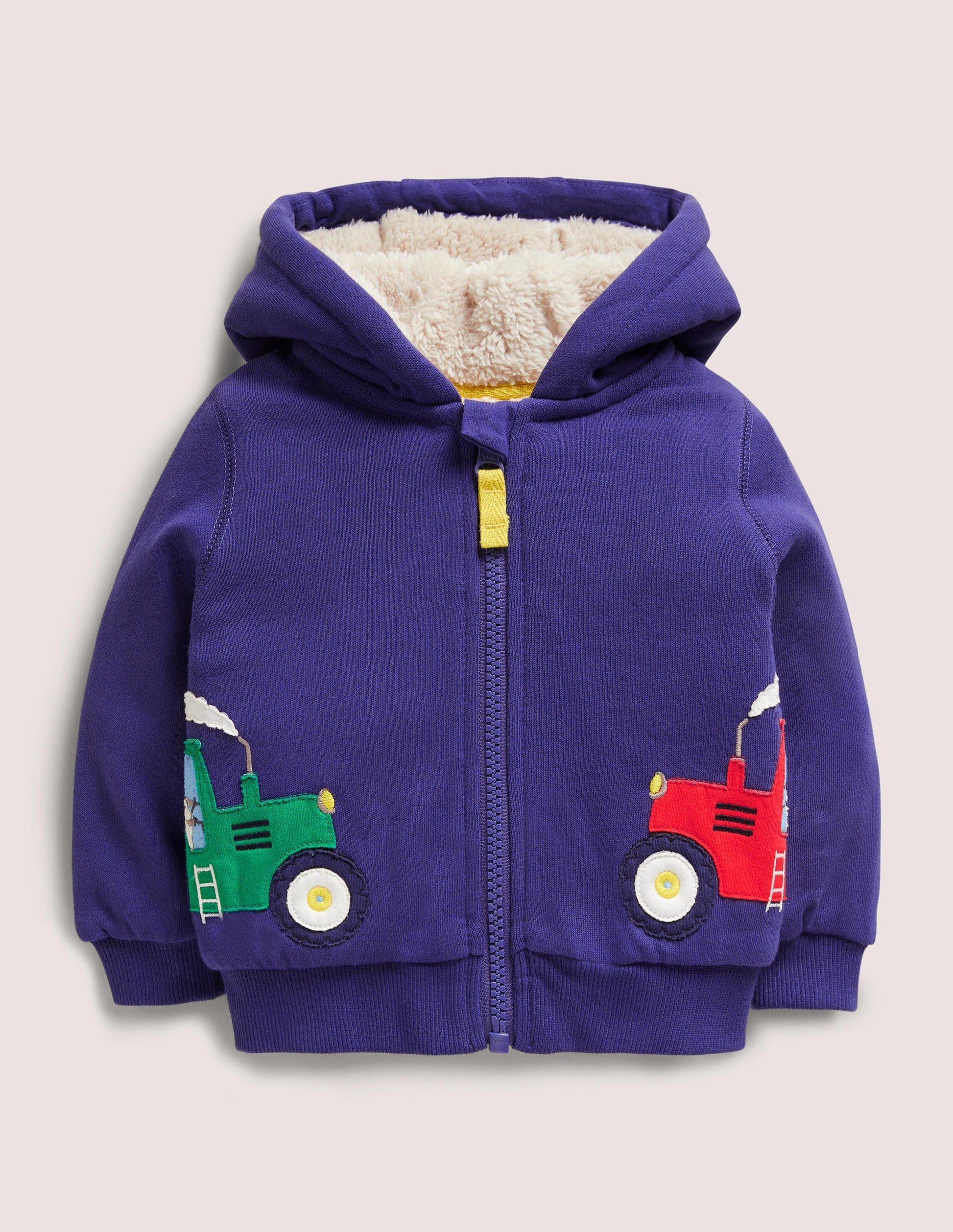 Sweat à capuche fourré à appliqué-Tracteur bleu tribord-1