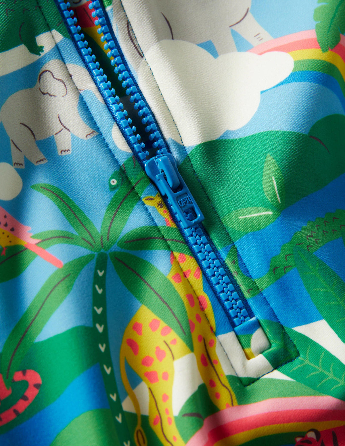 Sonnensicherer Surfanzug mit Muster-Naturweiß/Surfbrett-Blau, Regenbogen/Dschungel-3