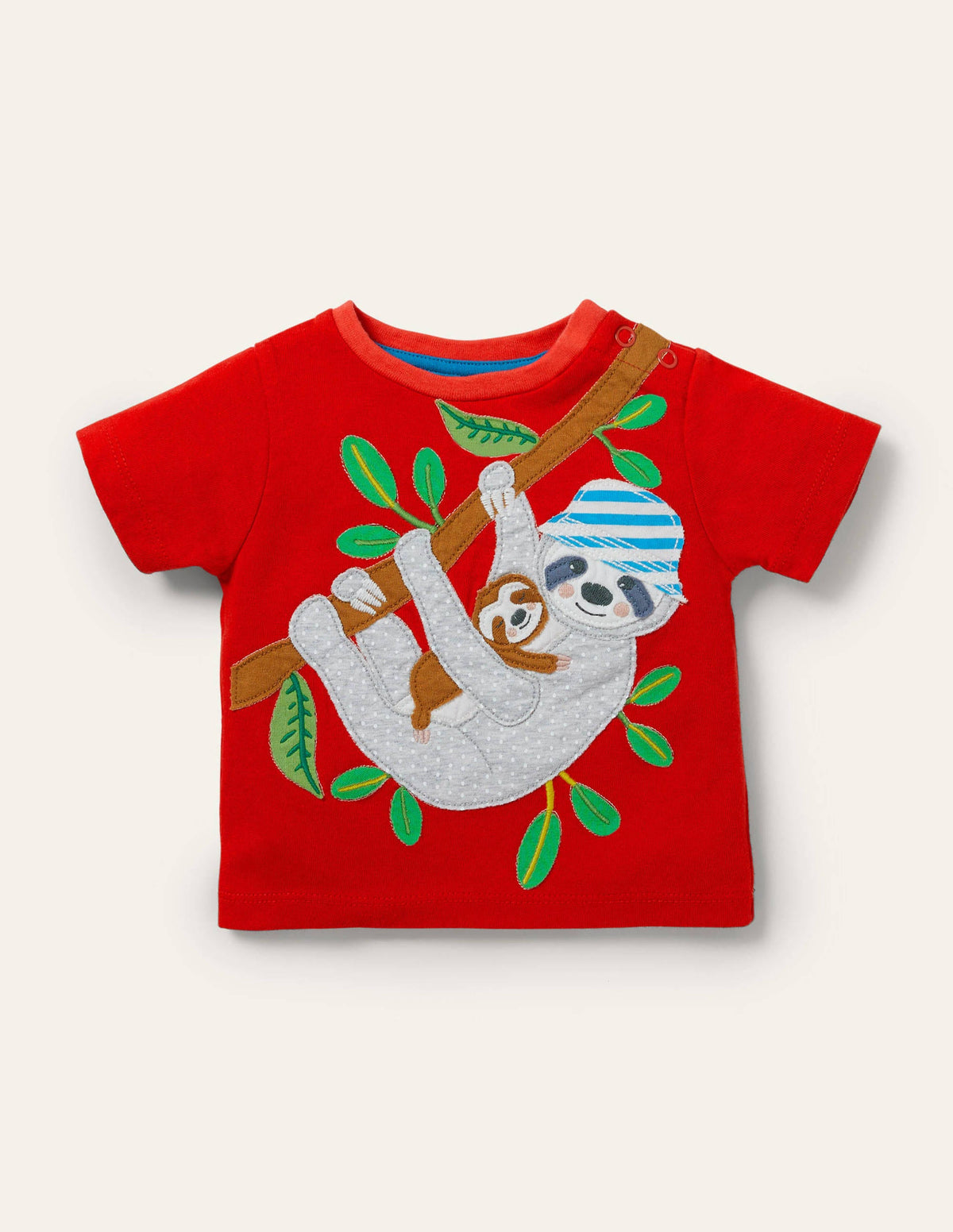 Jerseyoberteil mit Applikation-Erdbeerrot, Faultiere - Image 1