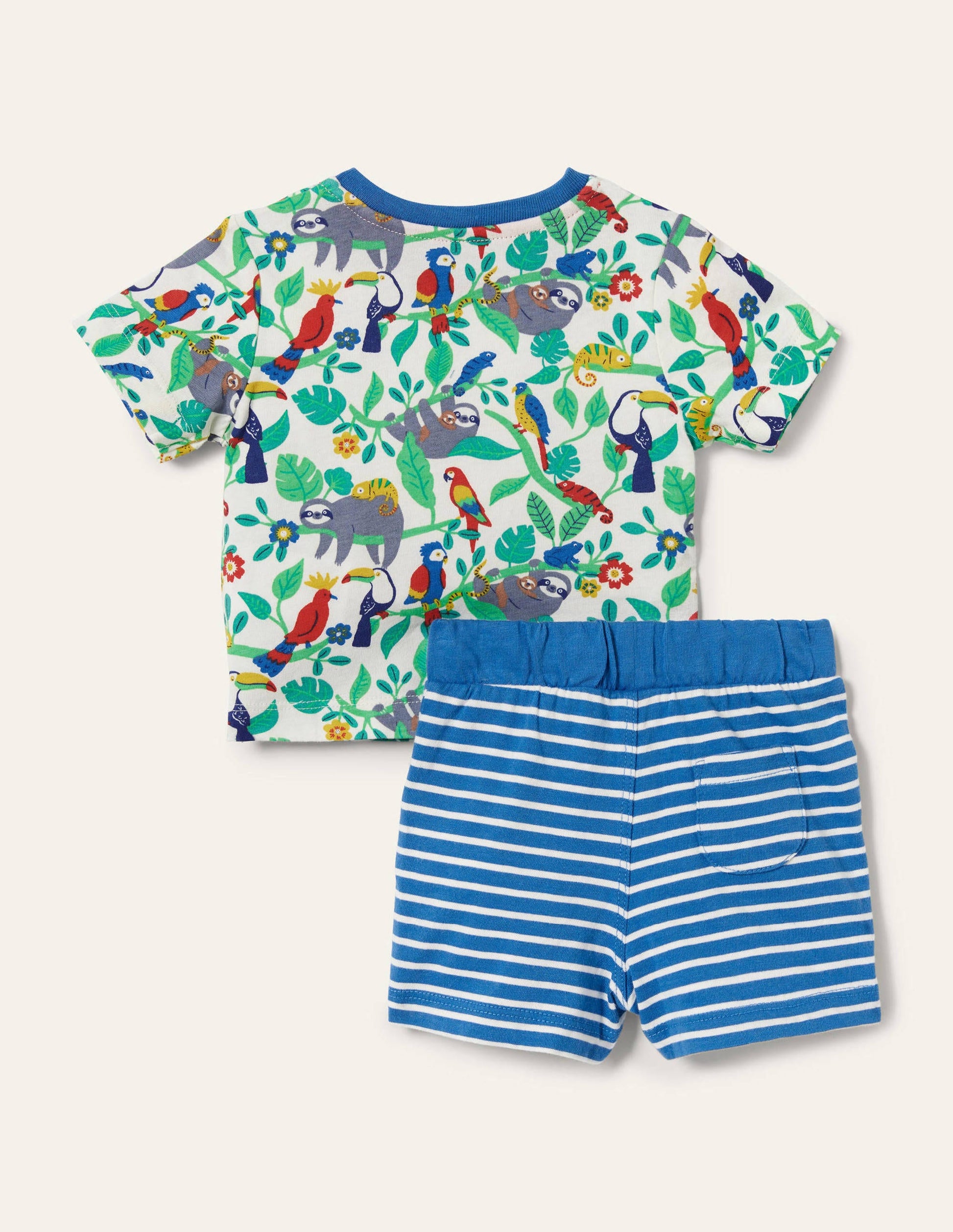 Set mit gemustertem T-Shirt und Shorts-Naturweiß, Faultiere-2