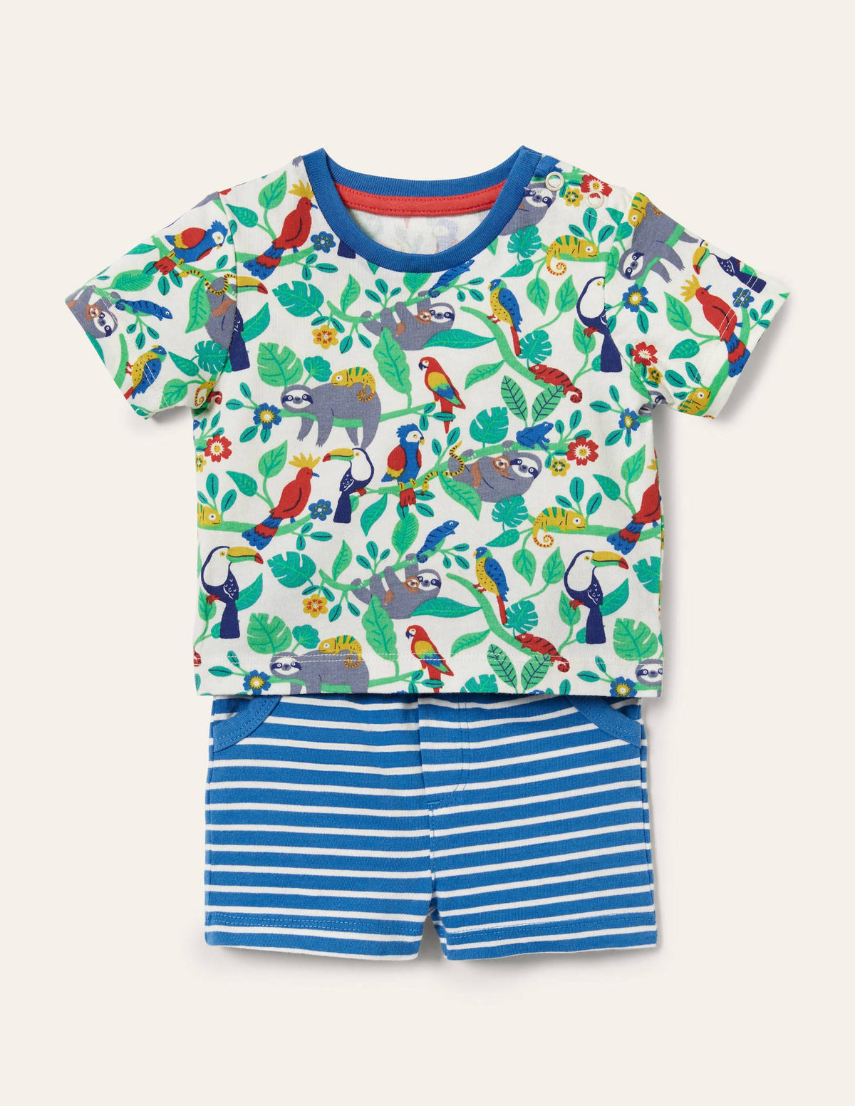 Set mit gemustertem T-Shirt und Shorts-Naturweiß, Faultiere - Image 1