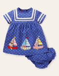 Matrosenkleid-Glockenblumenblau, Pünktchen/Boote