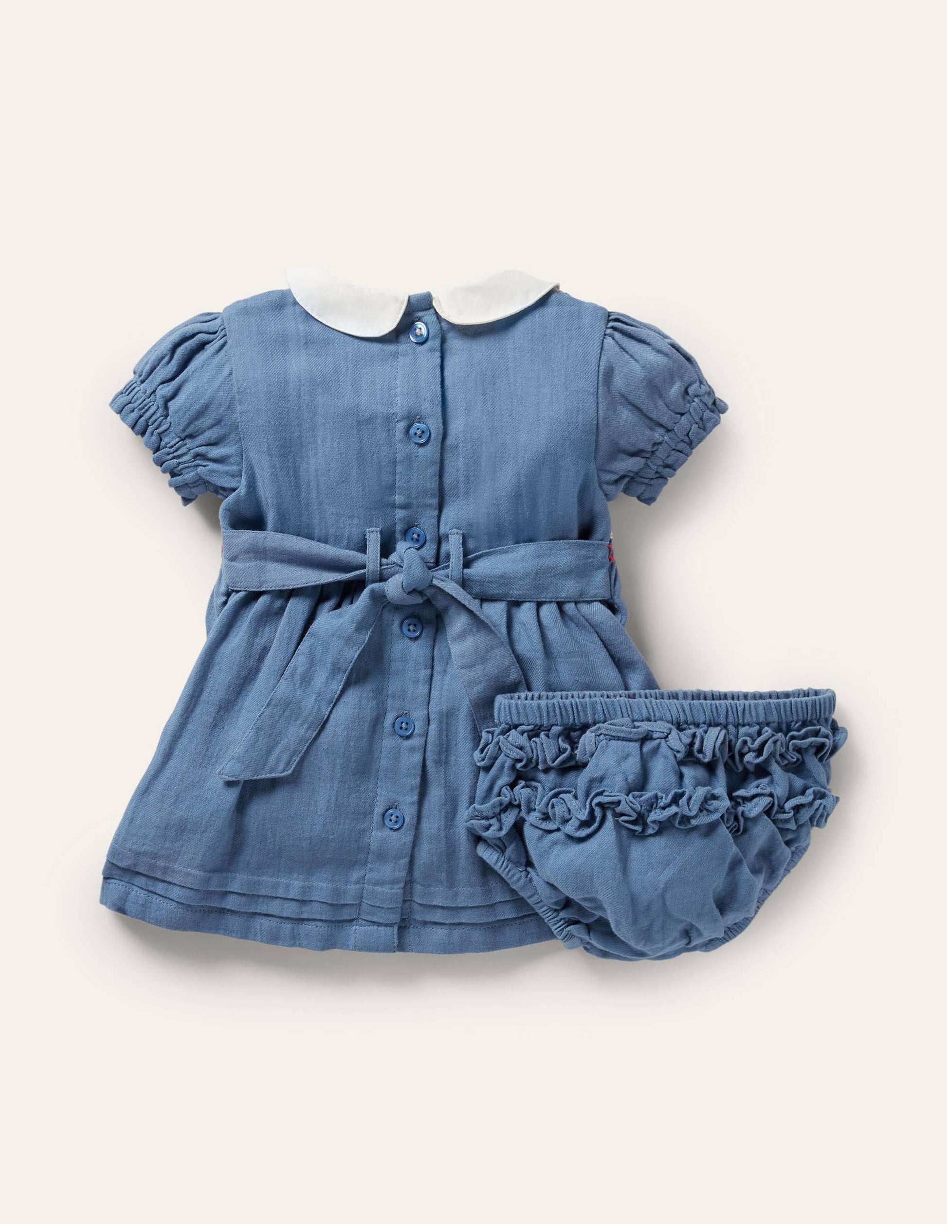 Nostalgisches Kleid mit Puffärmeln-Elisabethanisches Blau, Bauernhoftiere-2
