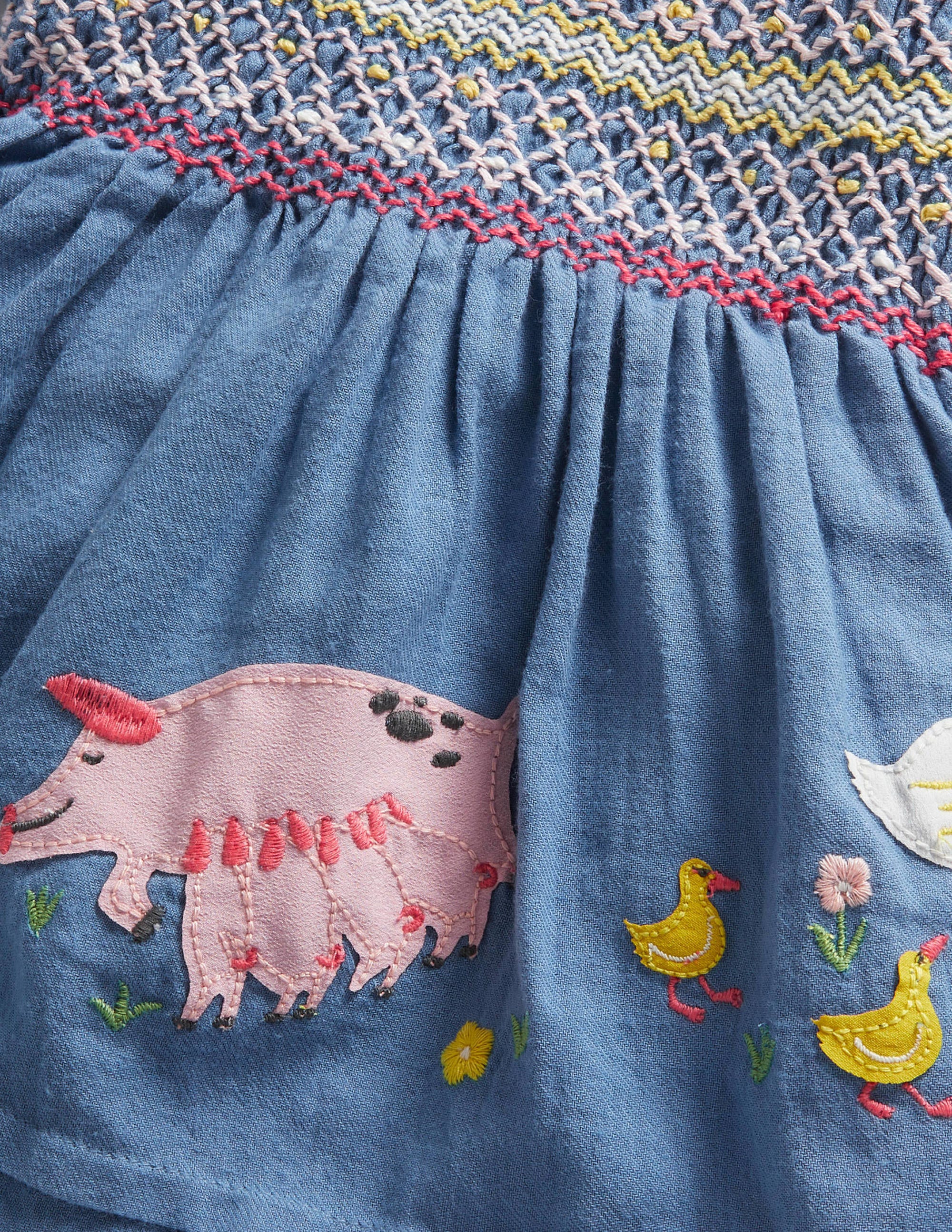Nostalgisches Kleid mit Puffärmeln-Elisabethanisches Blau, Bauernhoftiere - Image 3