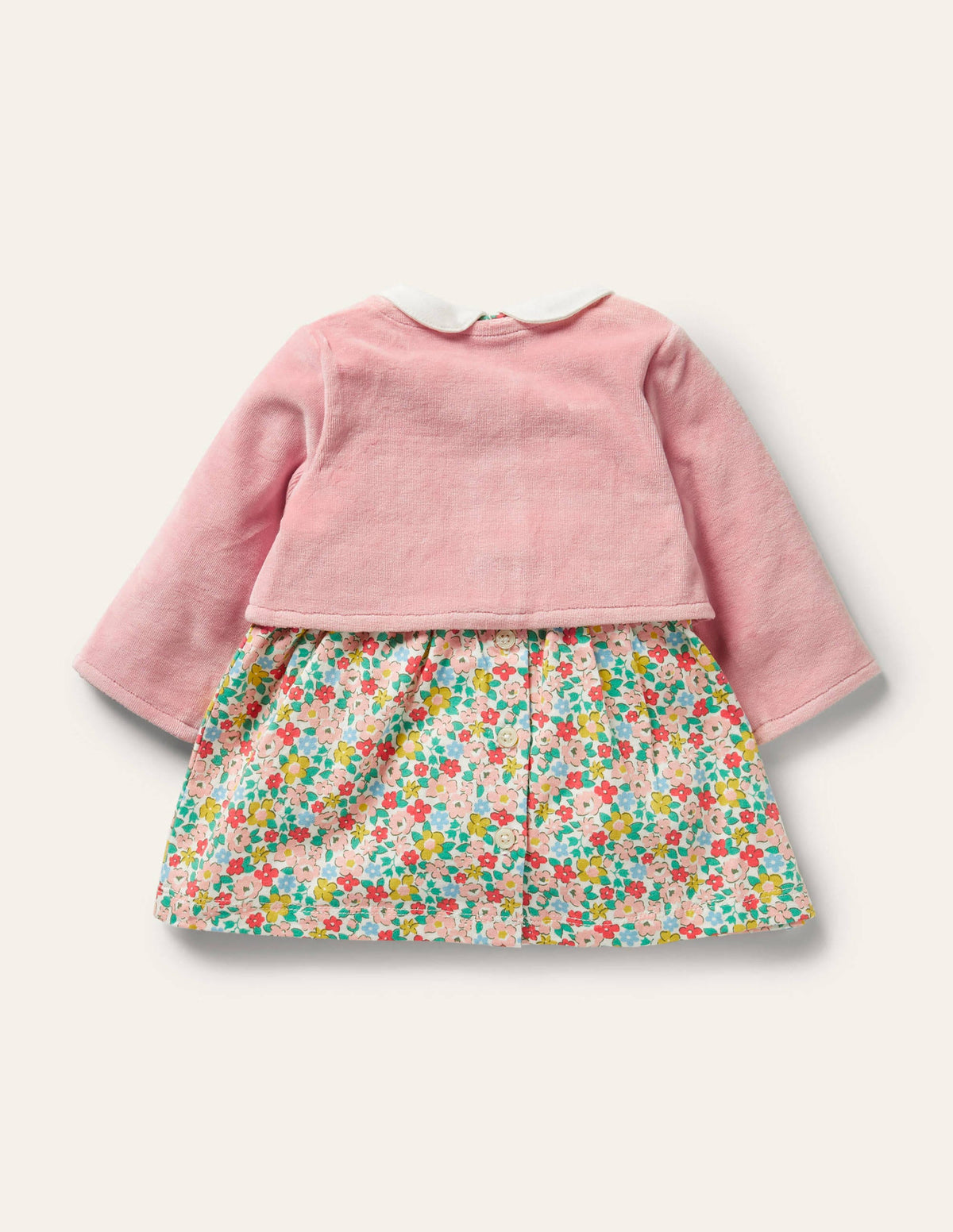 Set aus Jersey-Kleid und Jacke-Delfinrosa, Frühlingsblumen-2