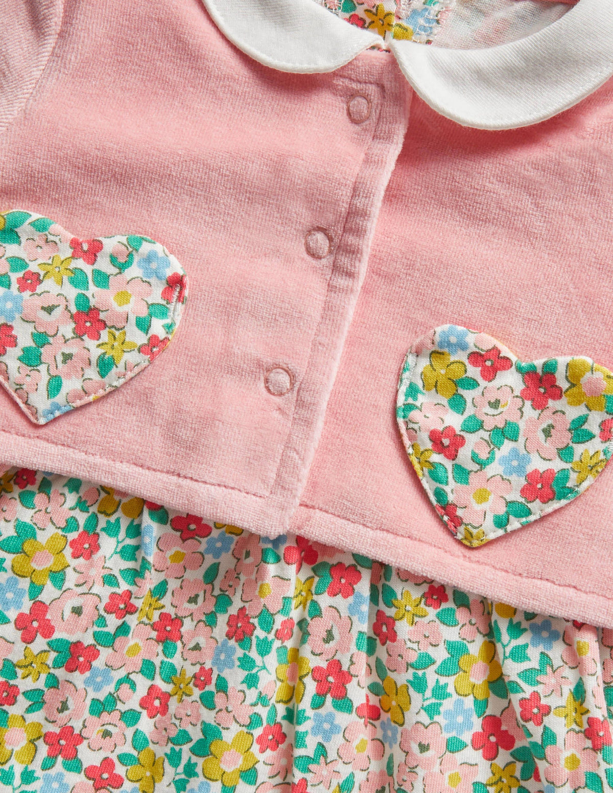 Set aus Jersey-Kleid und Jacke-Delfinrosa, Frühlingsblumen - Image 3