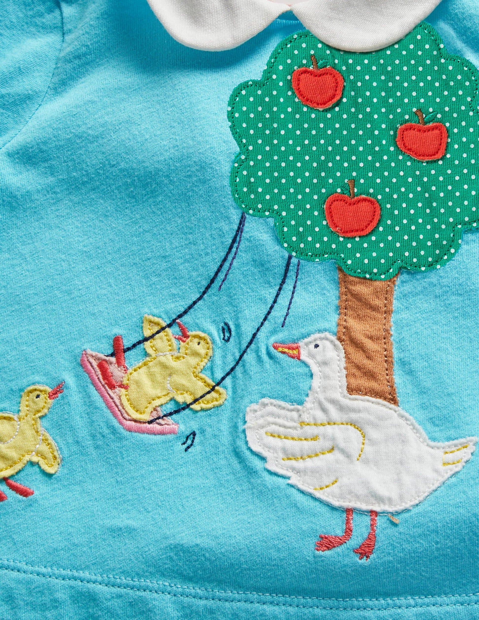 Top en jersey à col et appliqué-Canards bleu aigue-marine-3