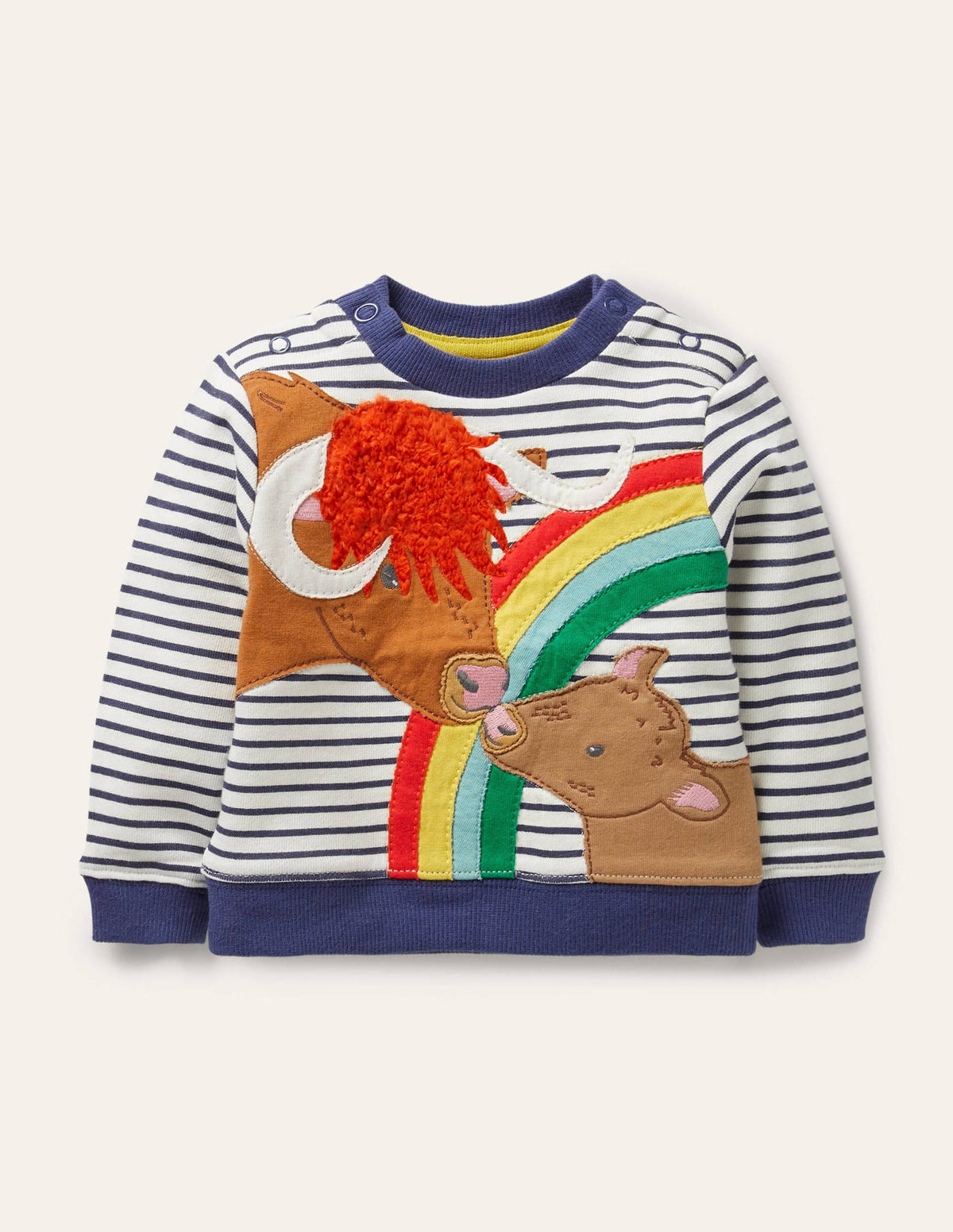 Sweat à appliqué-Vaches ivoire/bleu tribord - Image 1