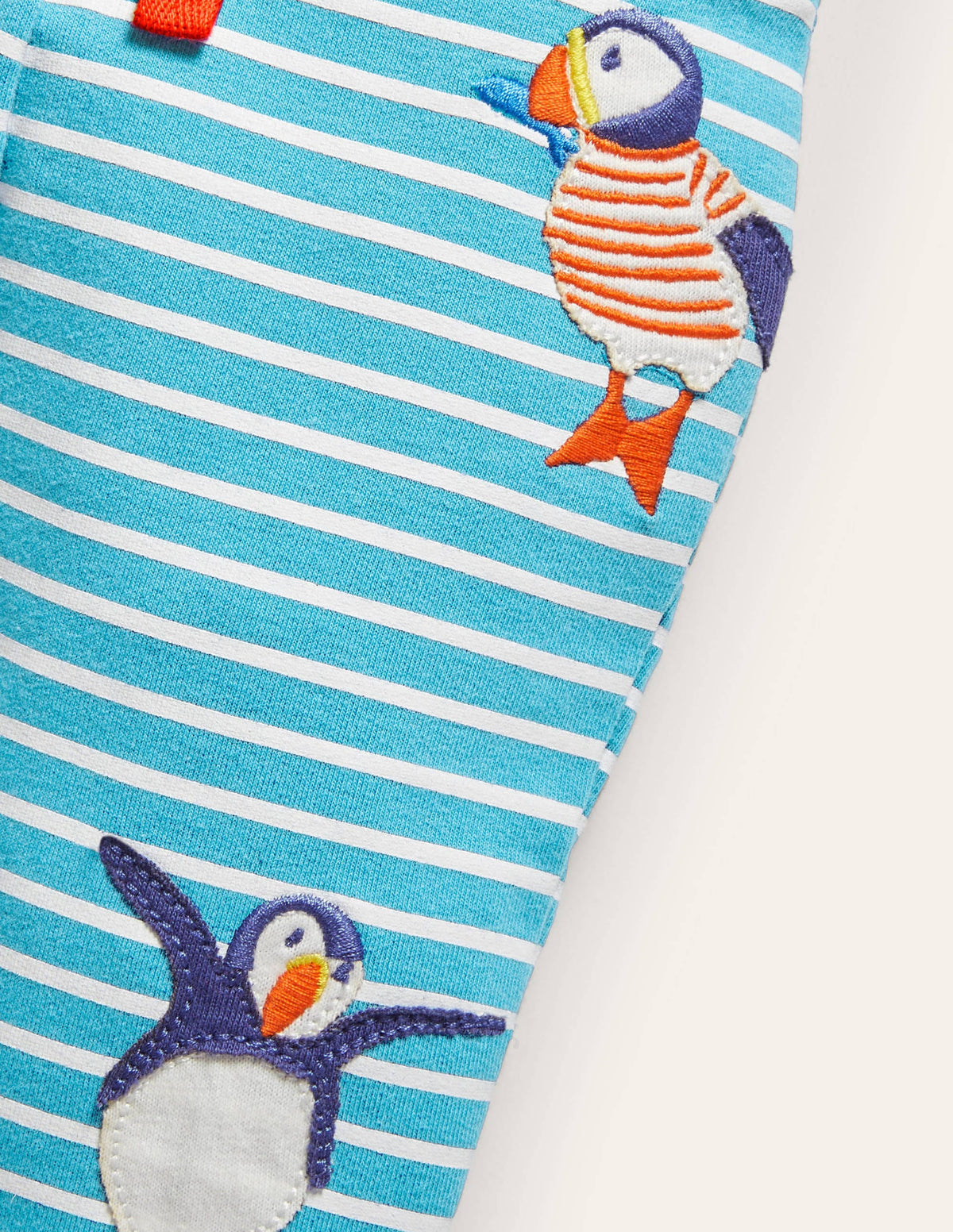 Jerseyhose mit Applikation-Naturweiß/Wasserblau, Papageitaucher - Image 3