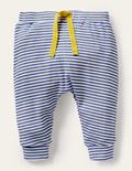 Pantalon bio GOTS pour nouveau-né-Ivoire/bleu tribord