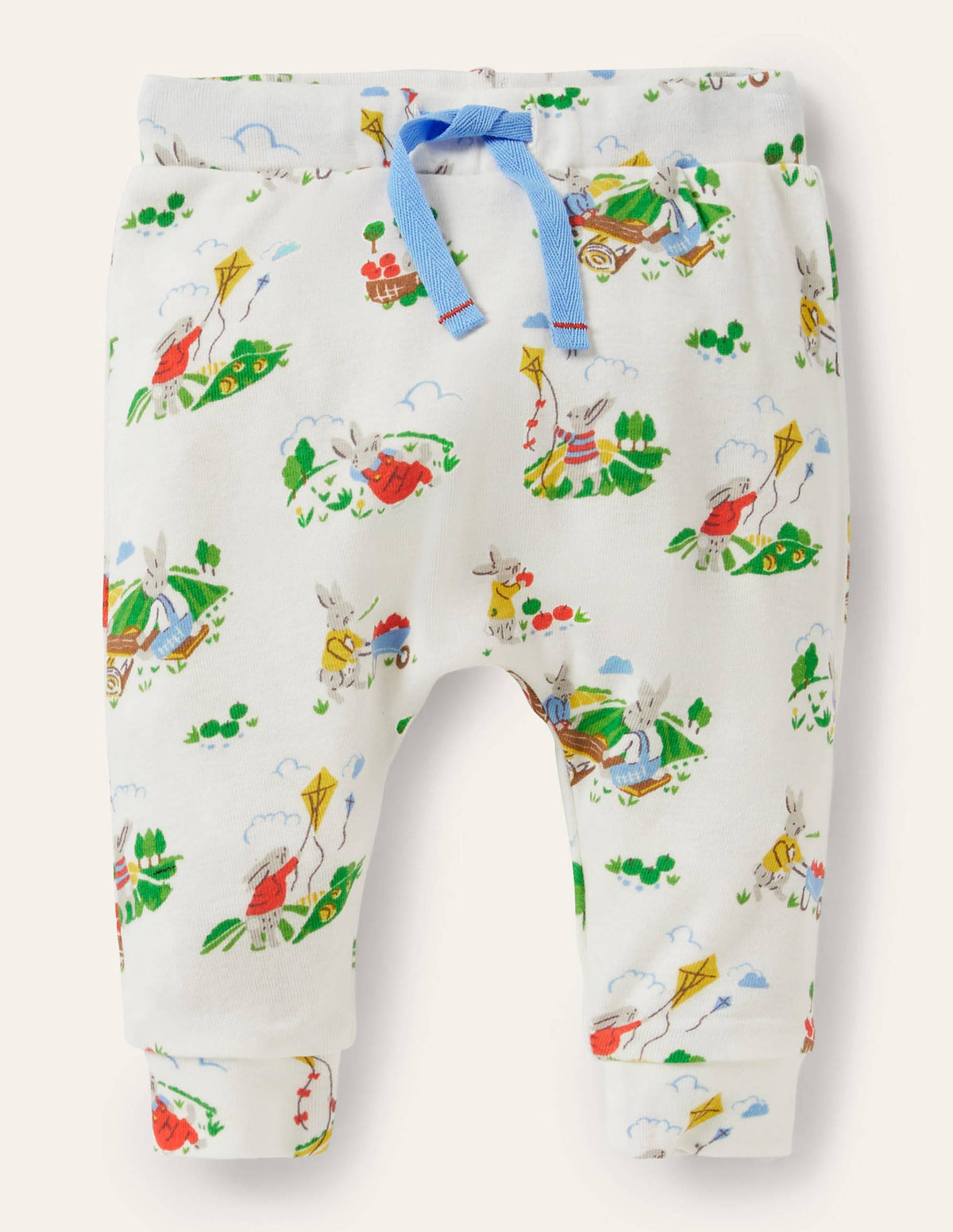 Pantalon bio GOTS pour nouveau-né-Lapin rêveur ivoire-1