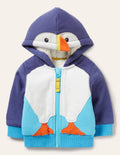 Sweat à capuche avec doublure teddy bear-Macareux bleu marine universitaire