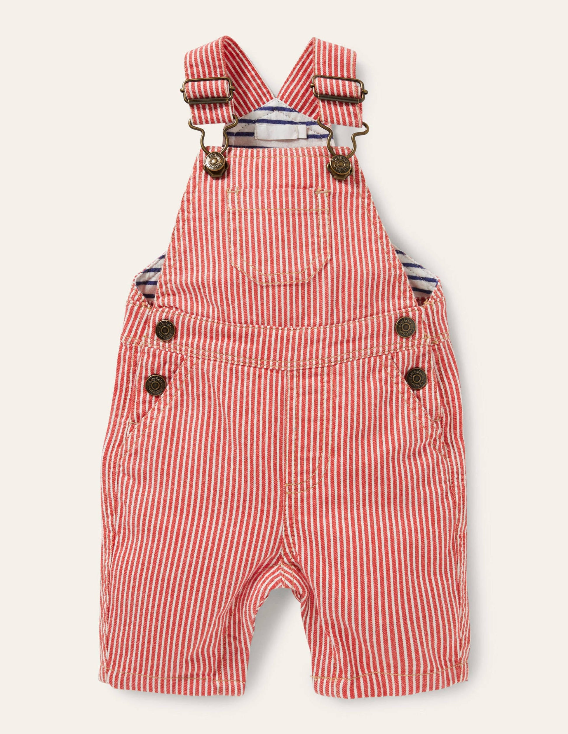 Patch Pocket Dungarees-Fire Red Ticking-1