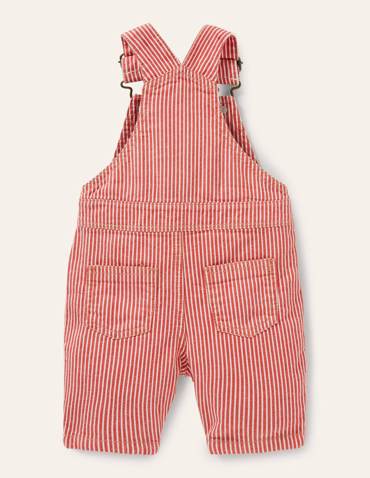 Patch Pocket Dungarees-Fire Red Ticking - Image 2