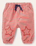 Pantalon rayé-Coutil ivoire/tarte aux fraises