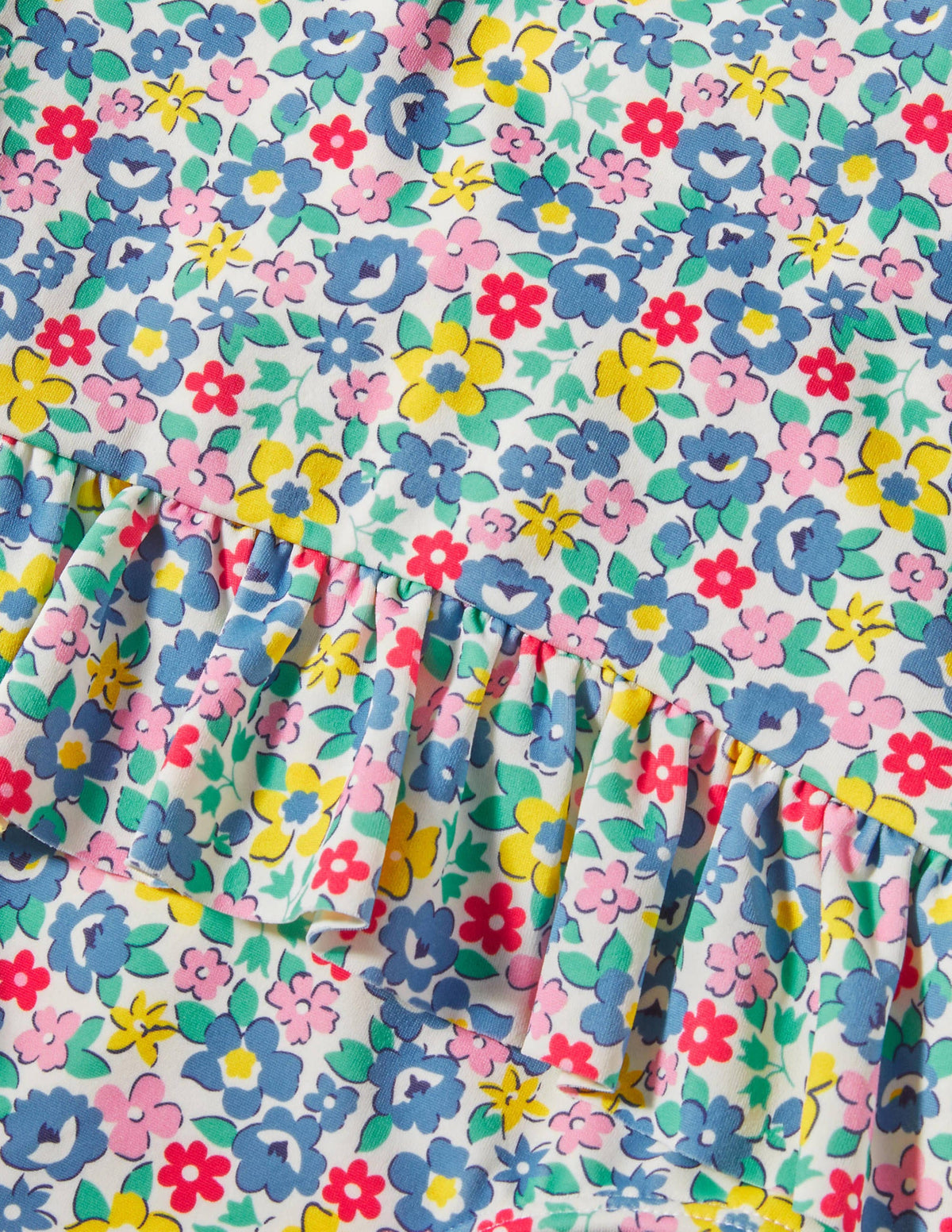Hübscher Badeanzug mit gerüschter Taille-Bunt, Frühlingsblumen-3