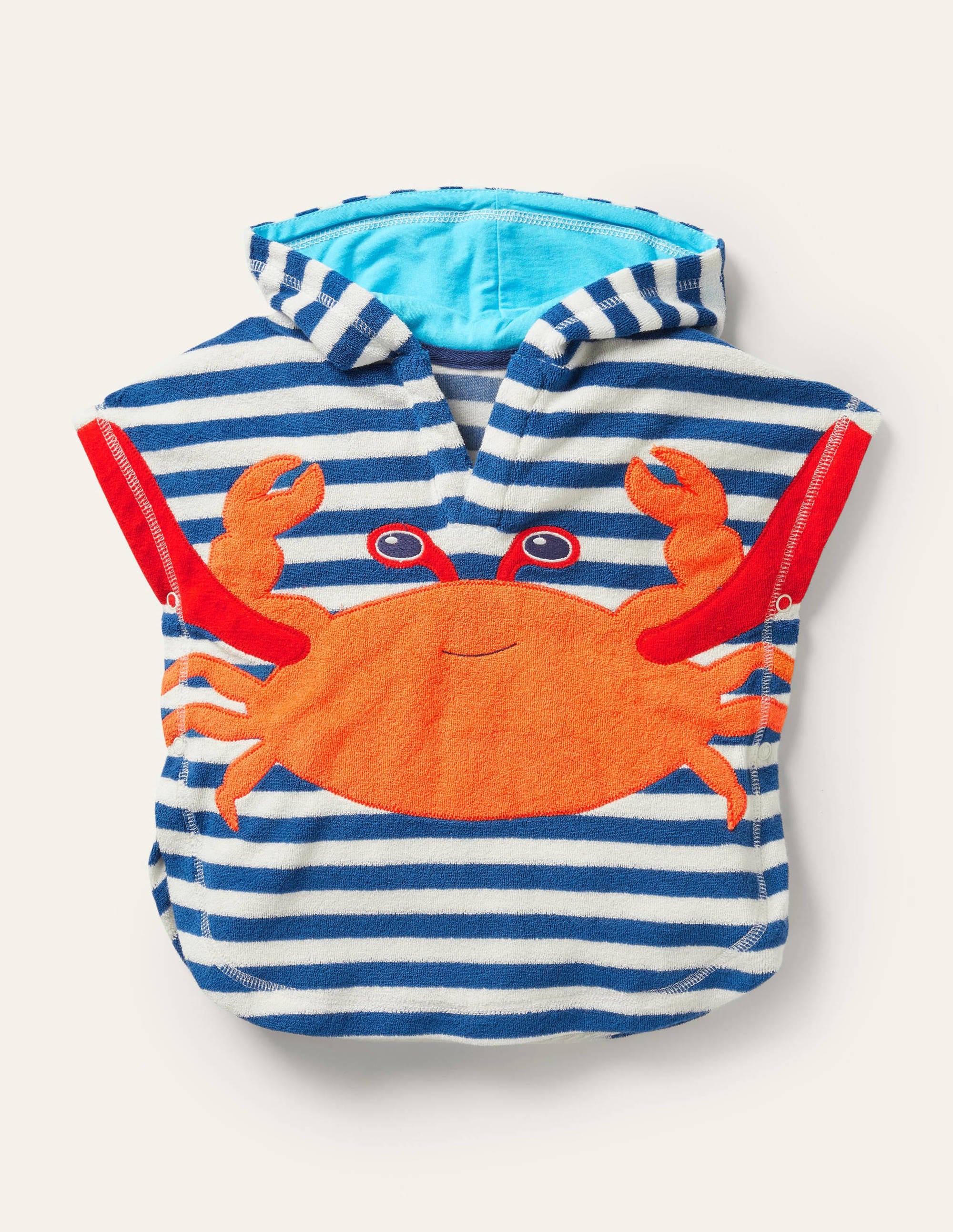 Frottee-Kapuzenponcho mit Krabbenmotiv-Marokkoblau/Naturweiß, Krabbe - Image 1