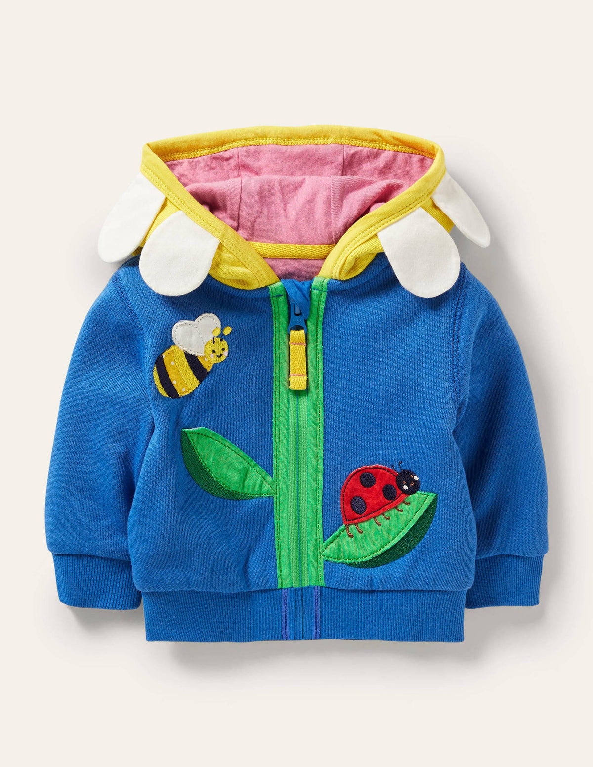 Kapuzenjacke mit Applikation-Blau, Blume - Image 1