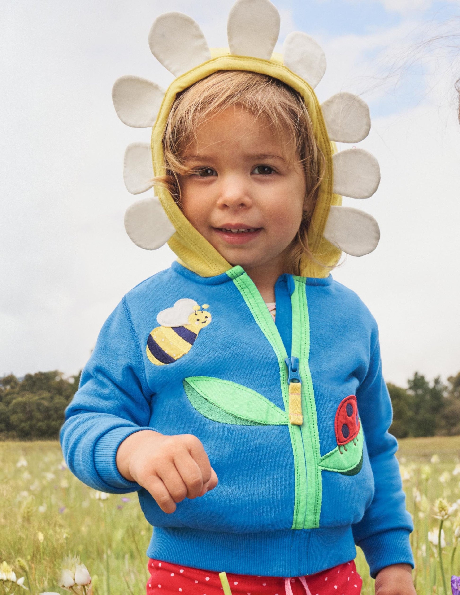 Kapuzenjacke mit Applikation-Blau, Blume-5
