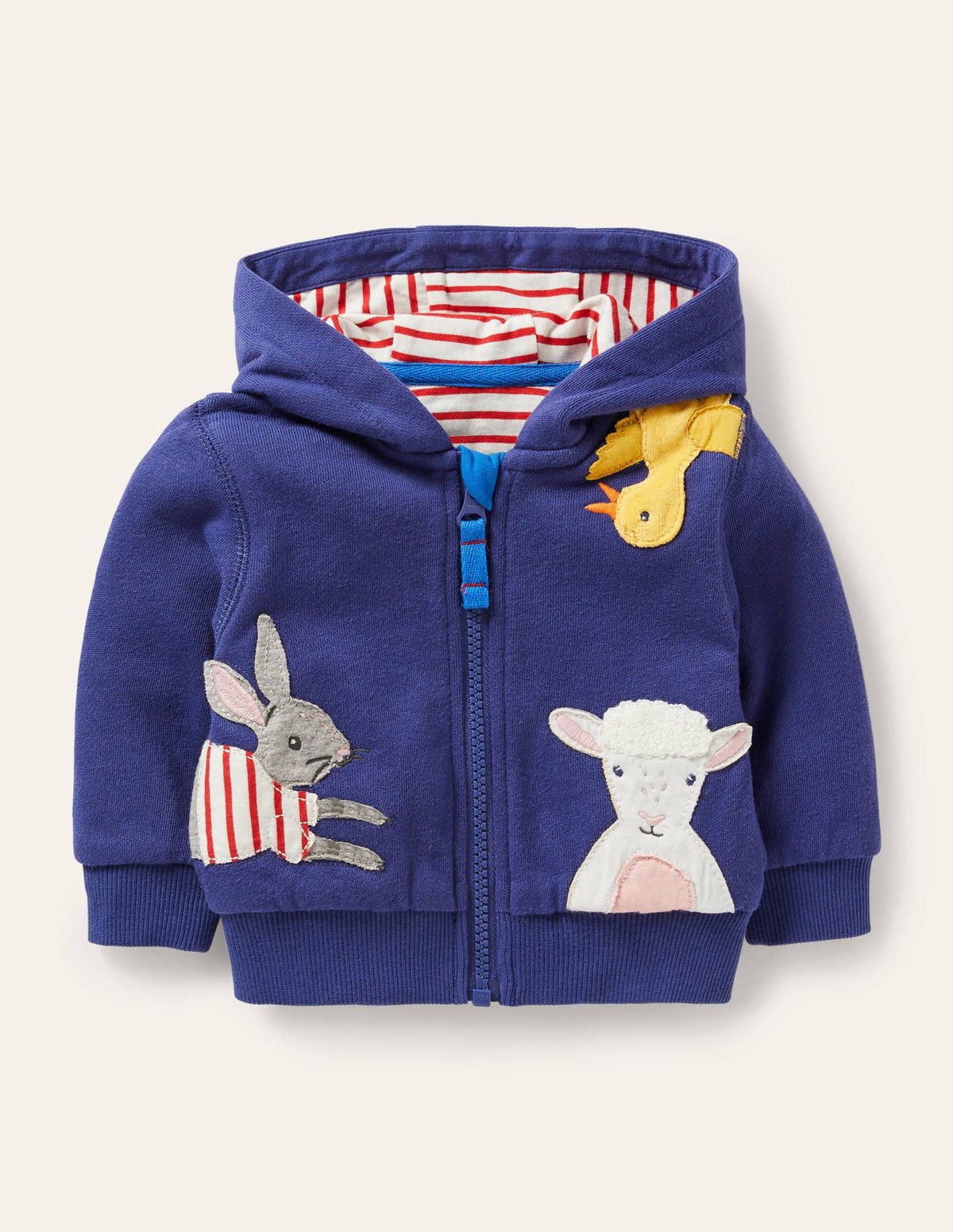 Appliqué Hoodie-Blue Peeping Animals - Image 1