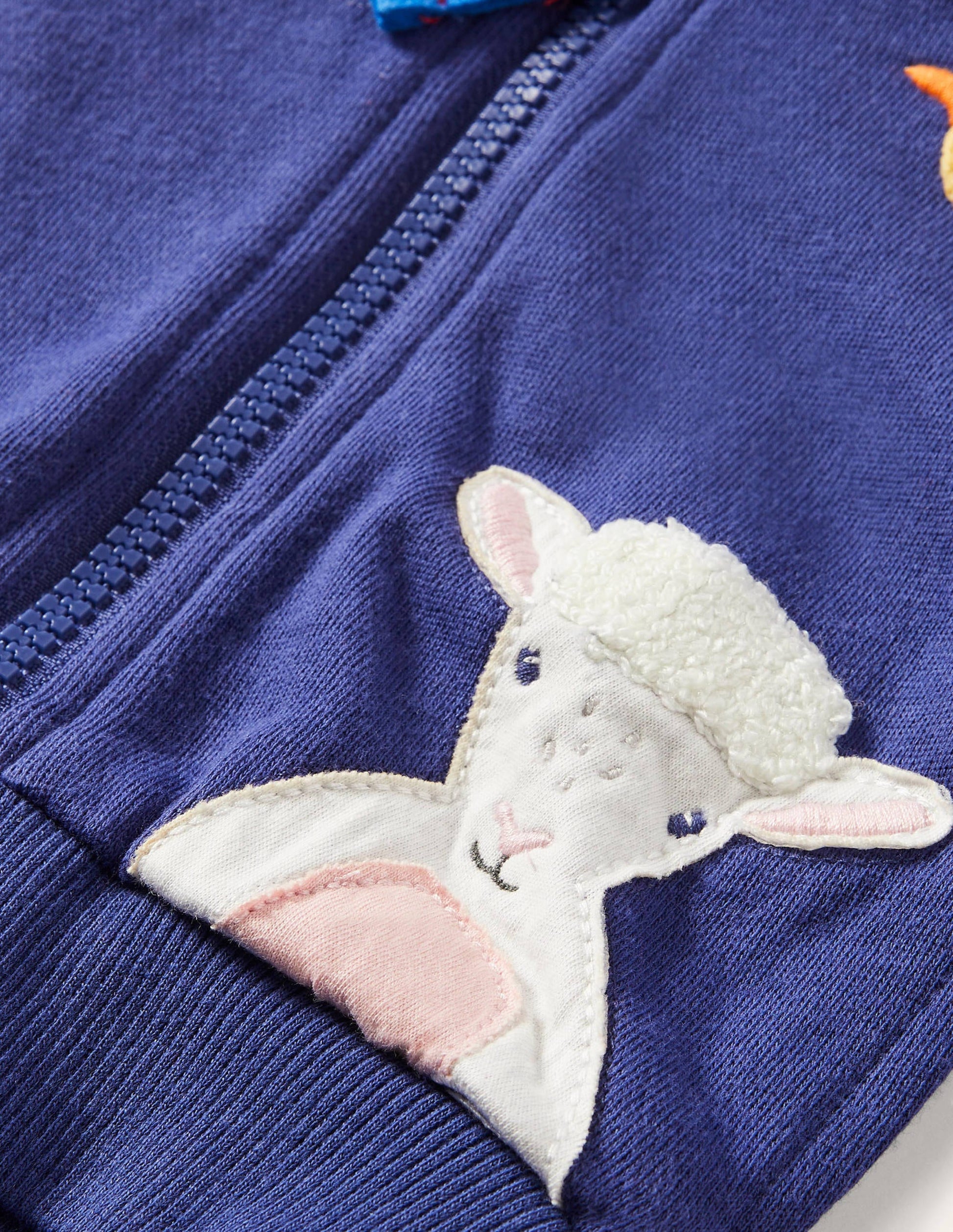 Appliqué Hoodie-Blue Peeping Animals-3