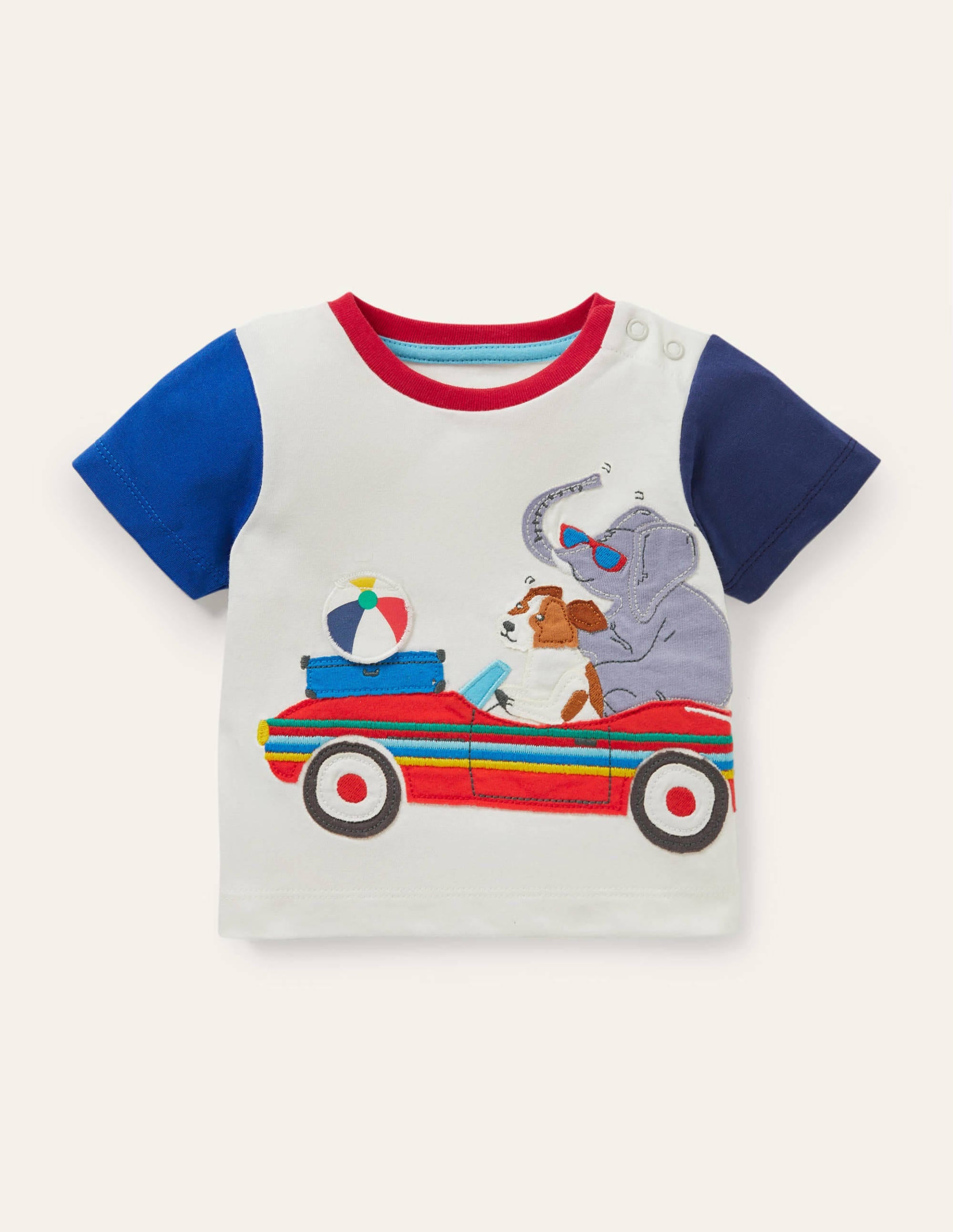 Jerseyoberteil mit Aufklappmotiv-Naturweiß, Regenbogenfarbene Flugzeuge und Heißluftballons - Image 1