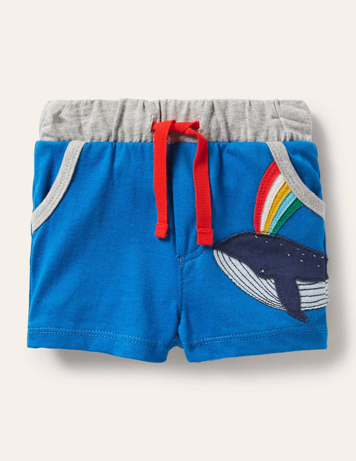 Jersey Shorts-Blue Appliqué Whale - Image 1