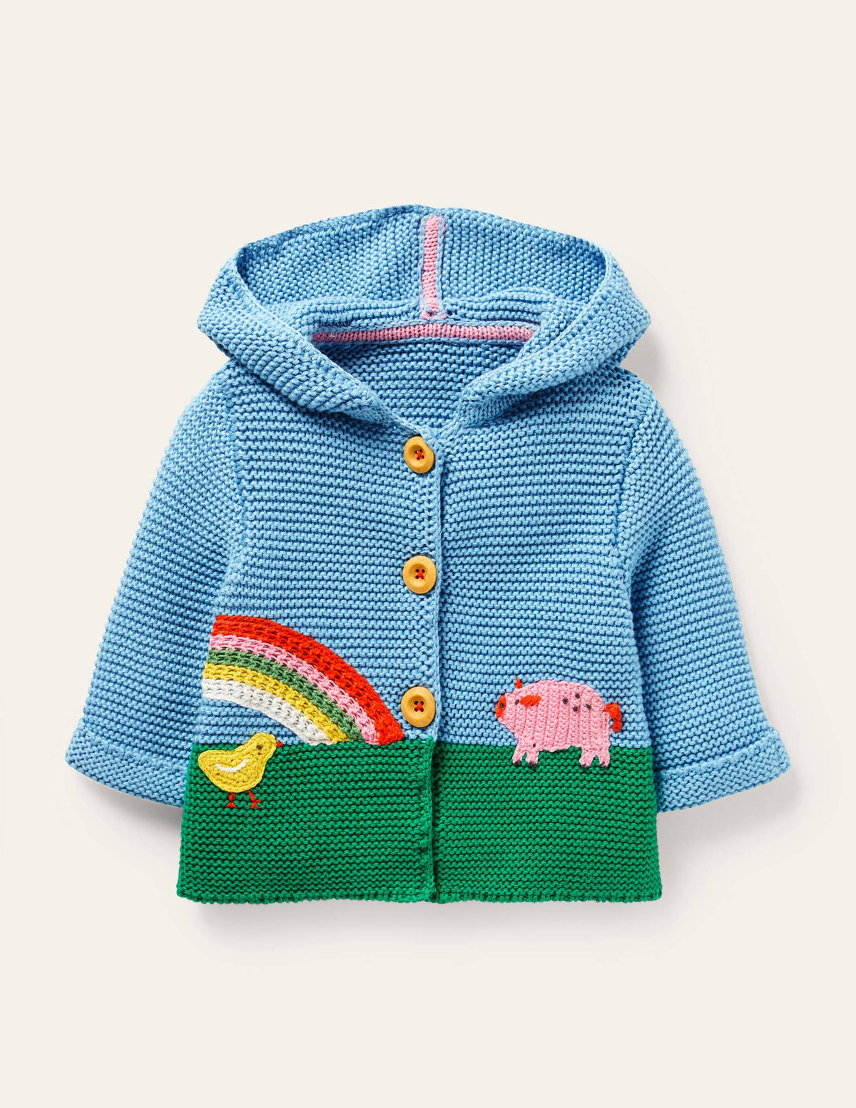Veste en maille à motif arc-en-ciel-Aigue-marine-1