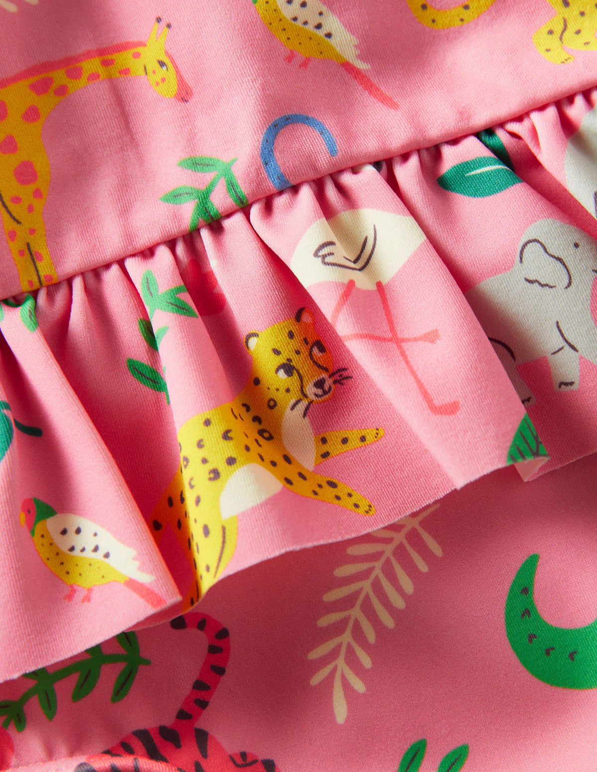 Ravissant maillot de bain à volant à la taille-Motif Jungle Stamp limonade rose - Image 3